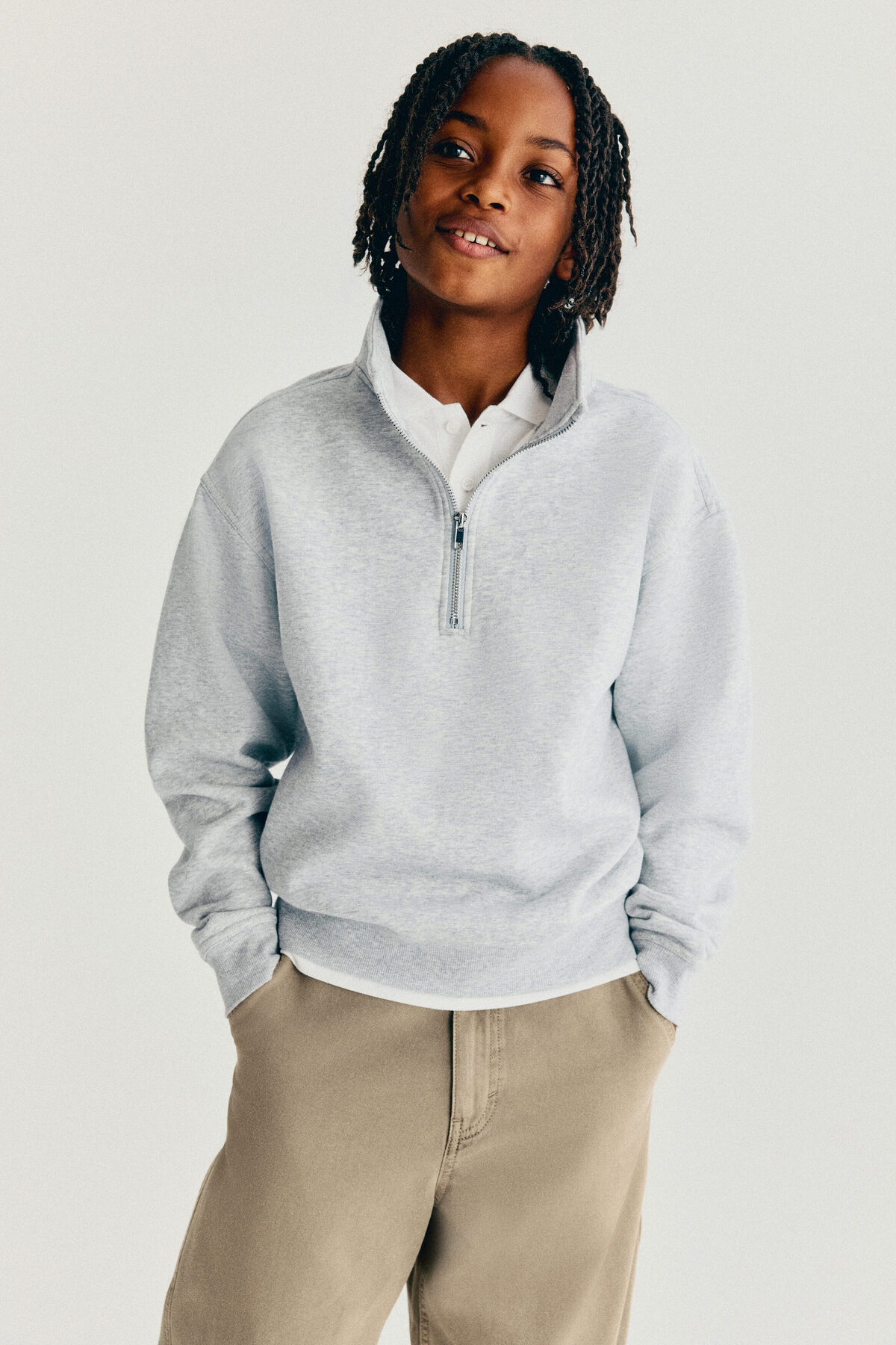 سویشرت نیم زیپ با آستر پشمی اچ اند ام سویشرت H&M