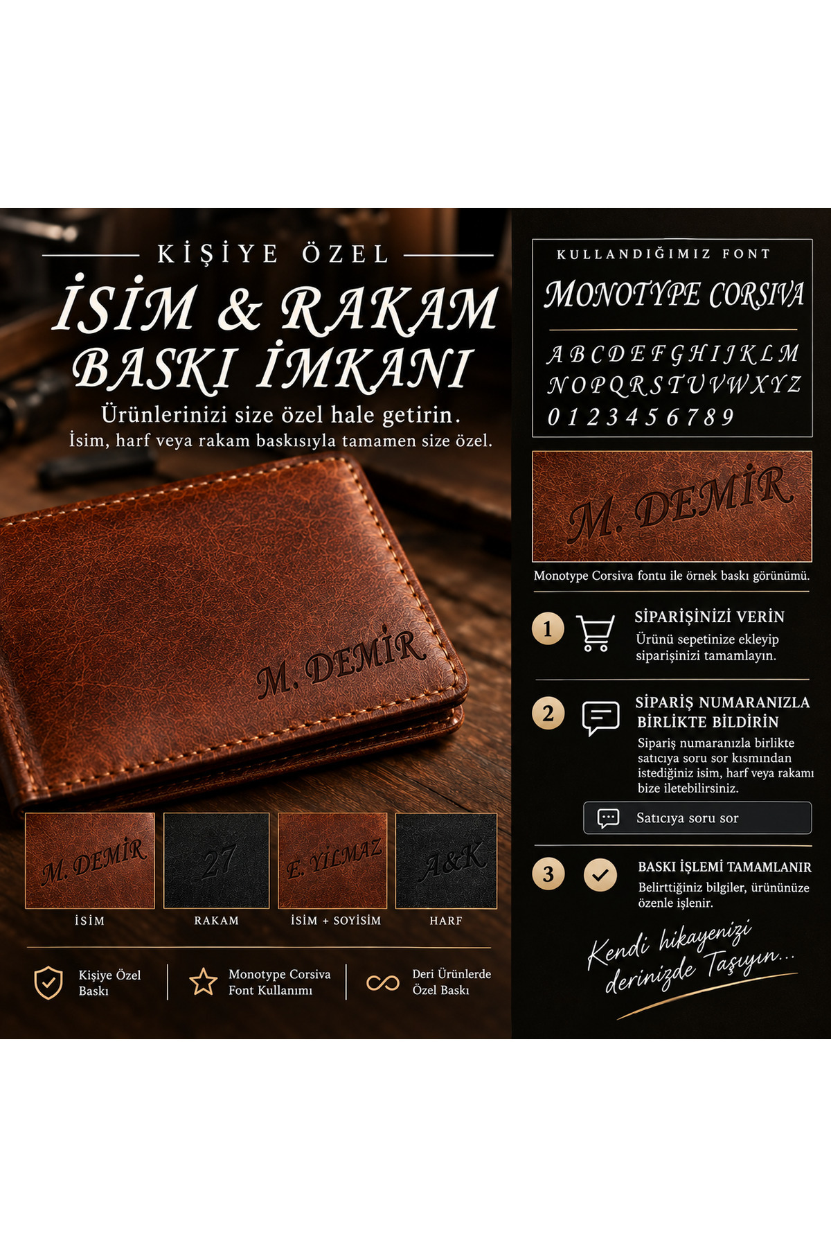 Mestcraft El Yapımı Hakiki Deri Minimalist Kartlık Cüzdan Kişiselleştirilebilir İsme Özel görsel 7