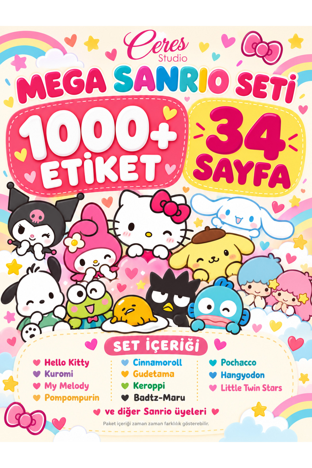 Ceres Studio Sanrio Sticker Set Hello Kitty Kuromi Melody