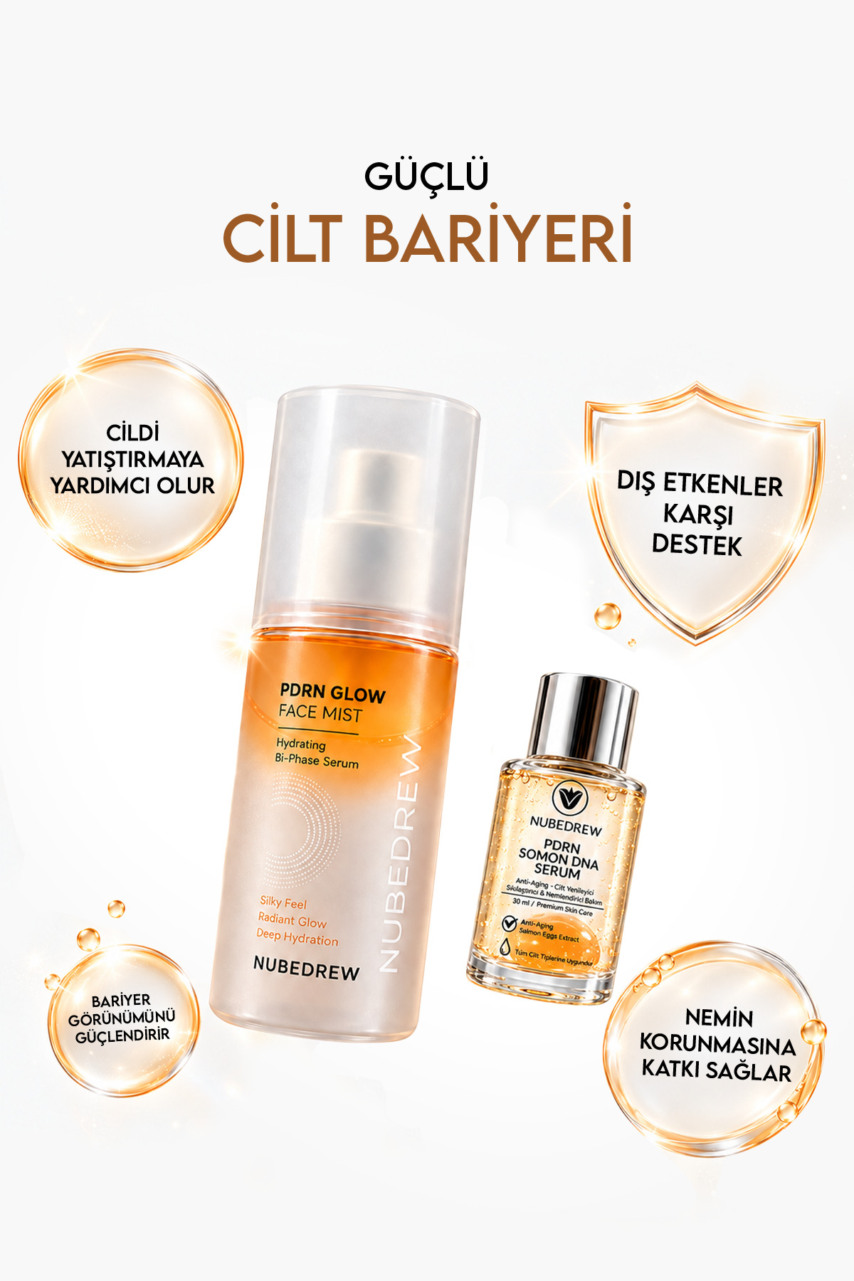 PDRN Somon DNA Serum 30 ml ve PDRN Glow Face Mist Tonik 120 ml Yenileyici 2'li Premium Cilt Bakım Seti — cltbmknbd1 — تصویر 5 از 9
