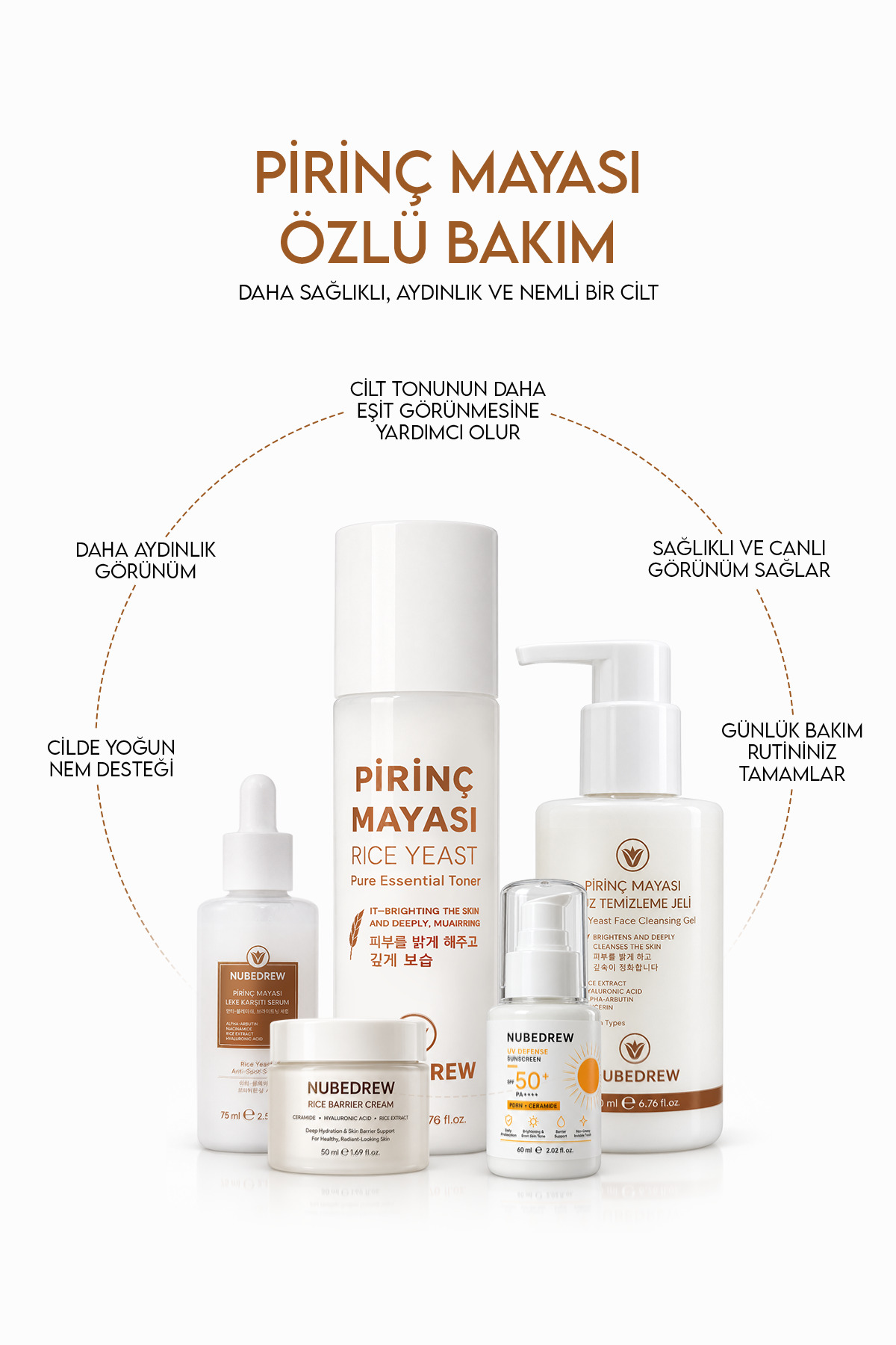 Glass Skin Ultimate 5'li Cam Cilt Bakım Seti Pirinç Mayası Serum Tonik Temizleme Jeli Nemlendirici SPF50+ — 5liglassnbd — تصویر 3 از 8