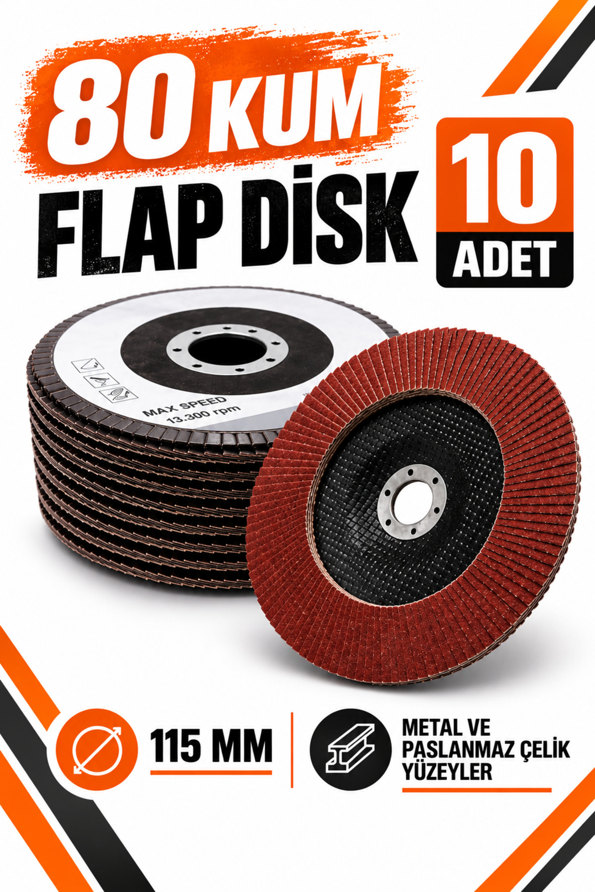 FREED TOOLS Flap Disk 10'lu 115x22 mm metal ahşap zımpara - Fiyatı