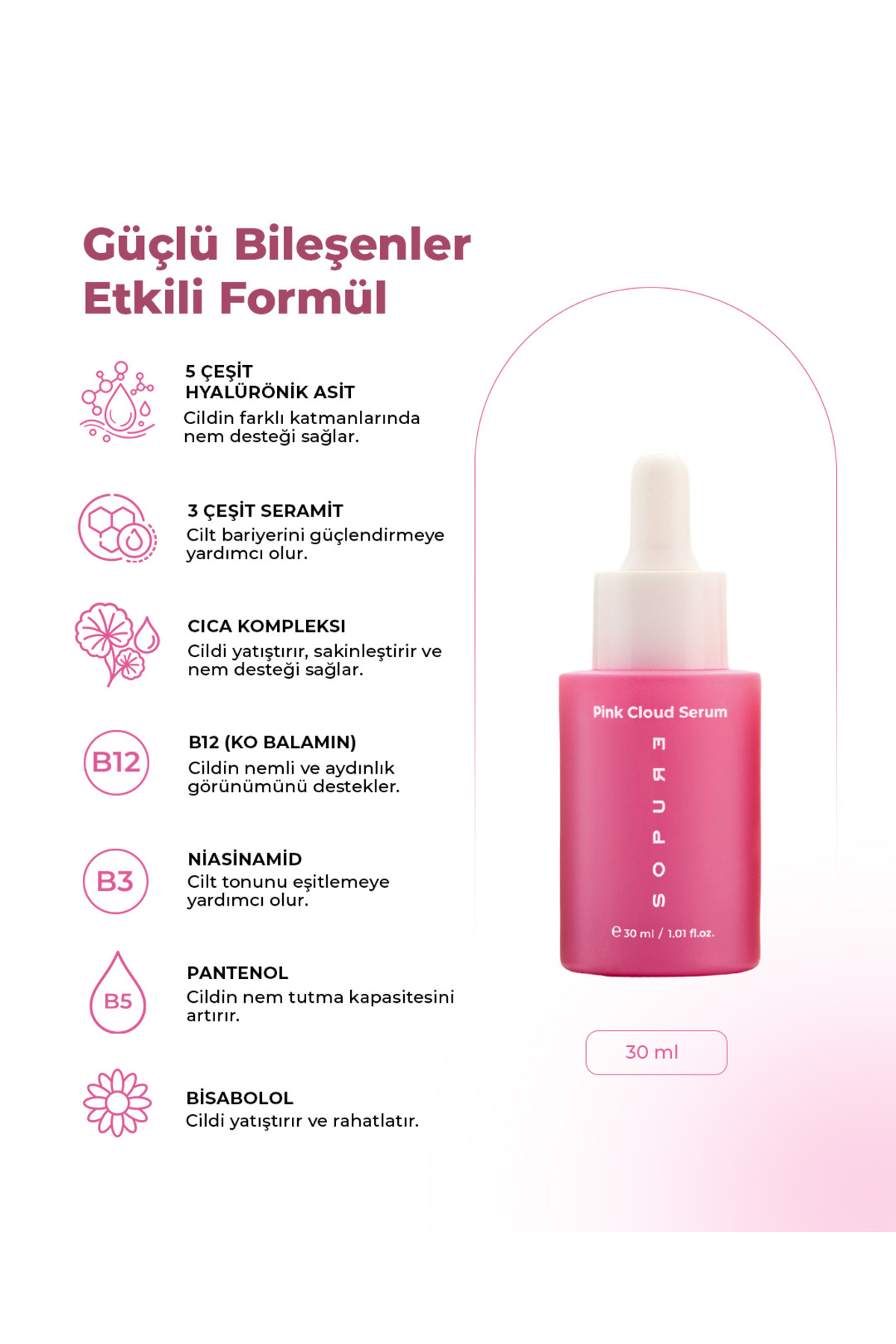 Pink Cloud Serum- Nemlendirici ve Yatıştırıcı Hyalüronik Asit&Cica Serumu — 16 — تصویر 3 از 7