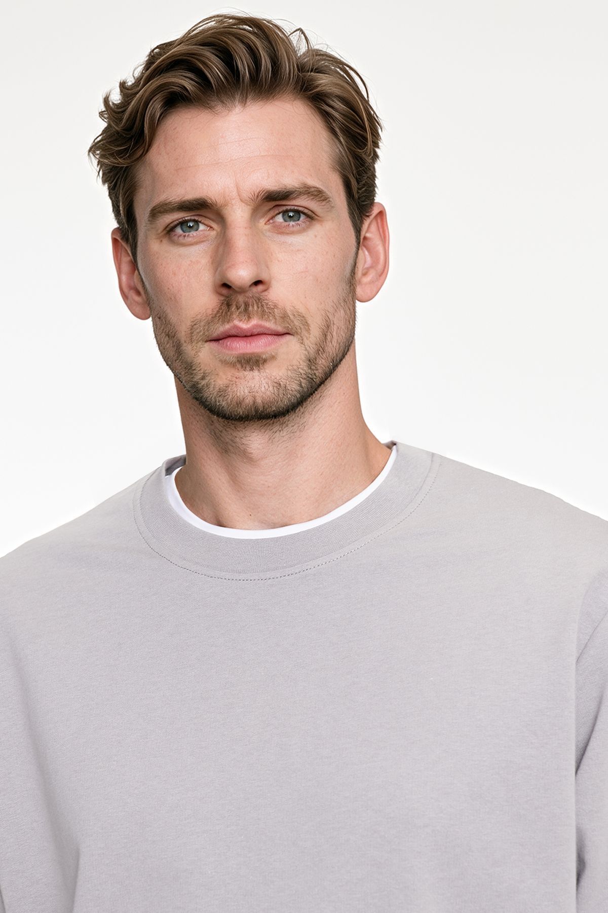 AC&Co / Altınyıldız Classics Erkek Gri Pamuklu Standart Fit Normal Kesim 2 İplik Bisiklet Yaka Sweatshirt görsel 4