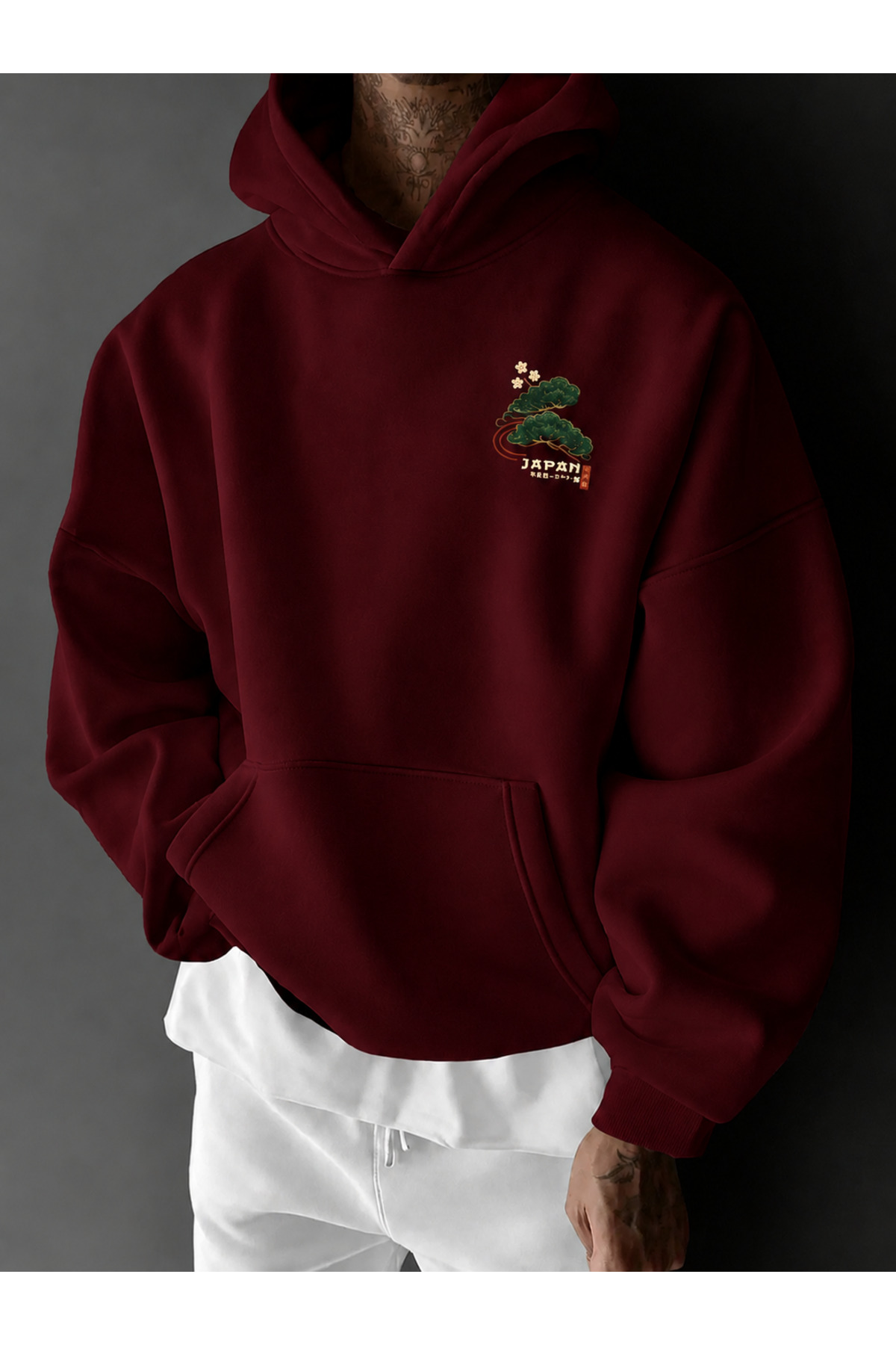 COHERENT Unisex Erkek/Kadın JAPAN Renkli Özel Baskılı Pamuklu Oversize Kapüşonlu Sweatshirt görsel 2