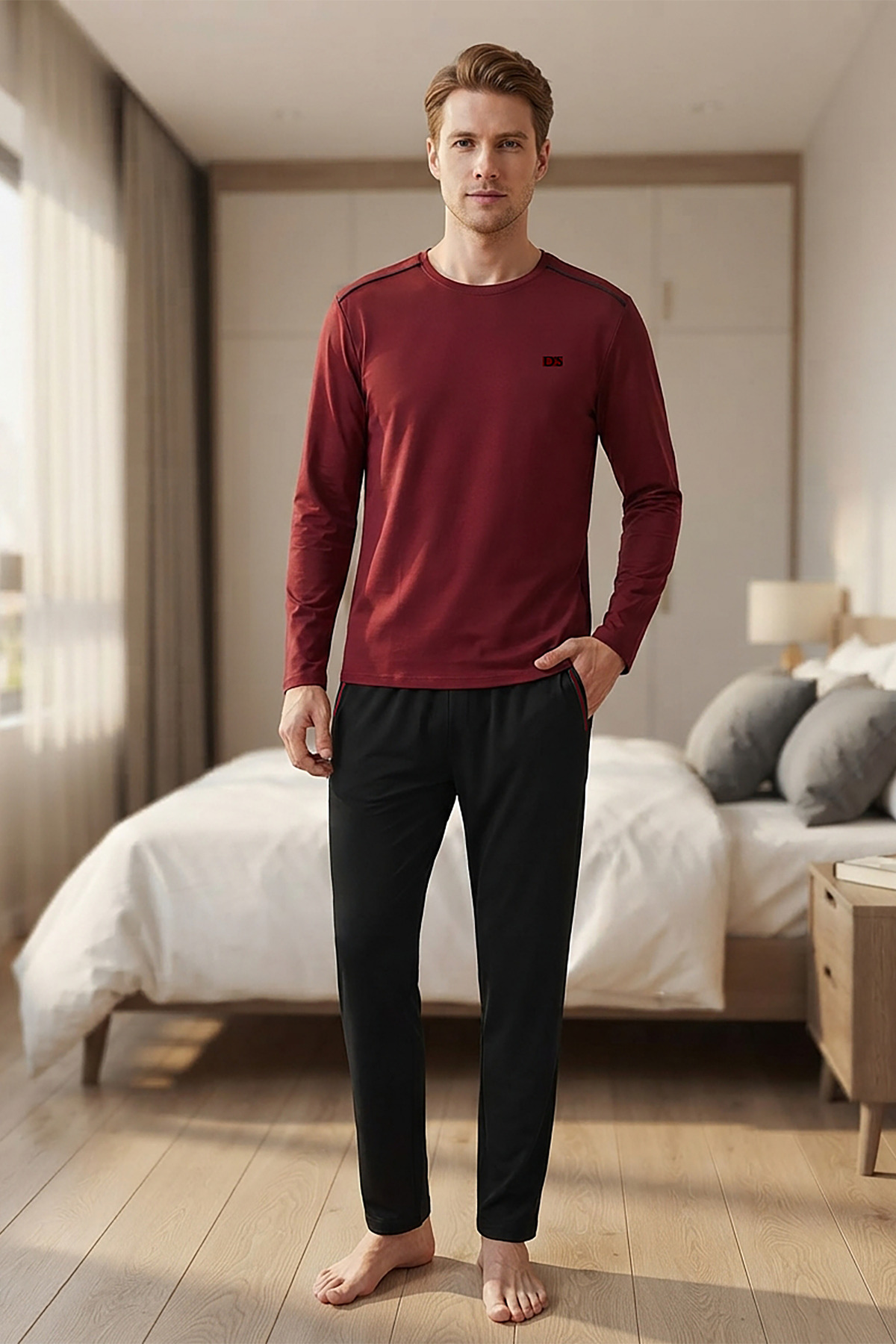 D'S Damat Ds Damat Maschio Pamuk Pijama Takımı BORDO