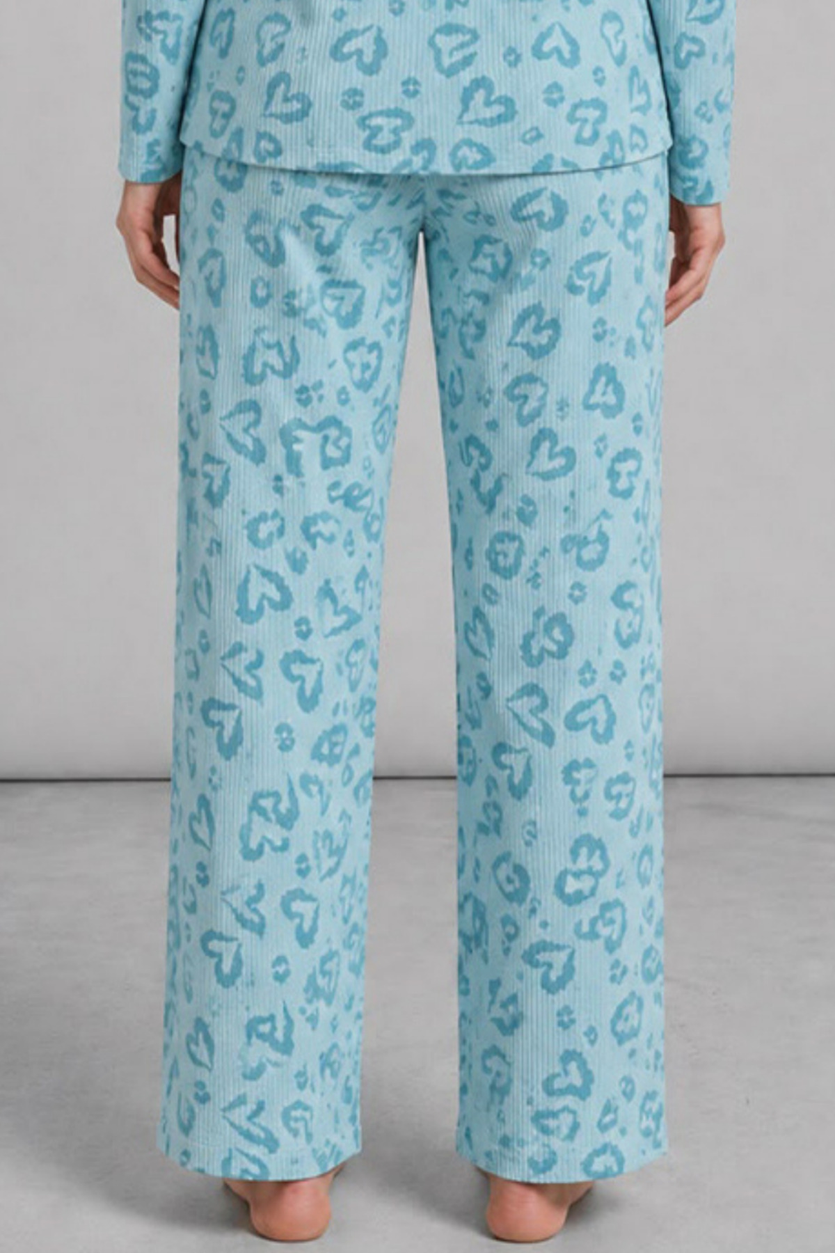 FİT WOMEN Kadın Uzun Kol Rahat Mavi Pijama Takımı 4761 görsel 6