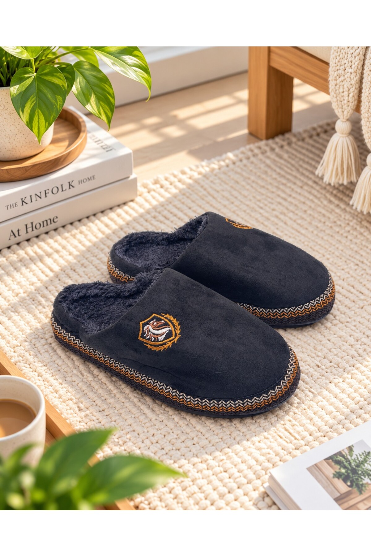 Moda Frato DRAGON Erkek Ev Terliği Yumuşak Taban İçi Yünlü Terlik Ses Yapmayan Taban görsel 2