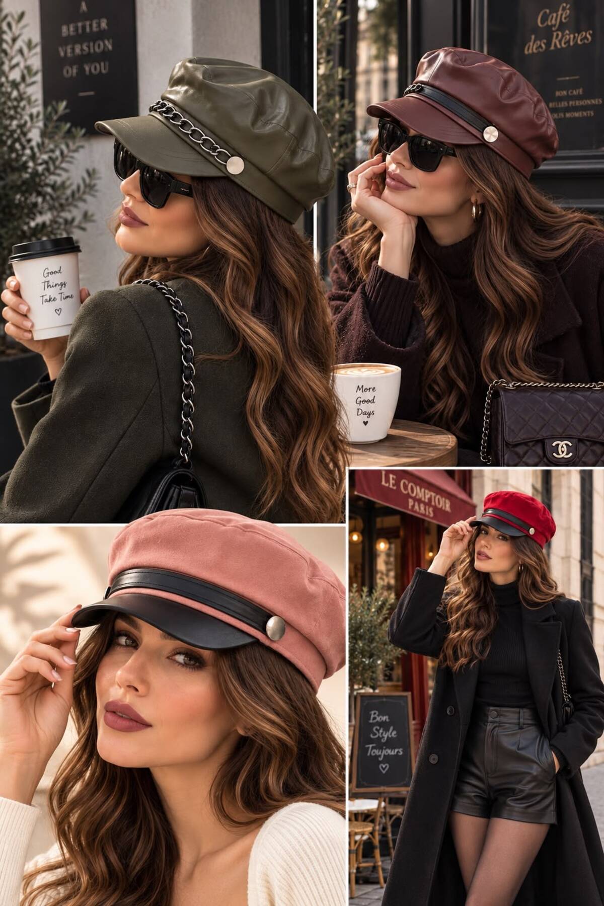 Wearflawless Kadın Kasket Şapka, Siperli Vintage Model Şık Günlük Sonbahar Kış Şapkası görsel 4