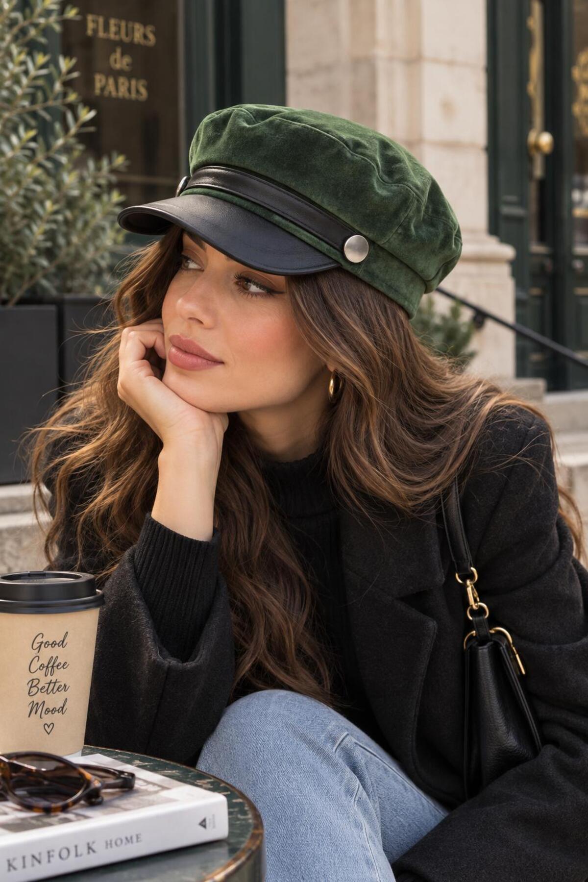 Wearflawless Kadın Kasket Şapka, Siperli Vintage Model Şık Günlük Sonbahar Kış Şapkası