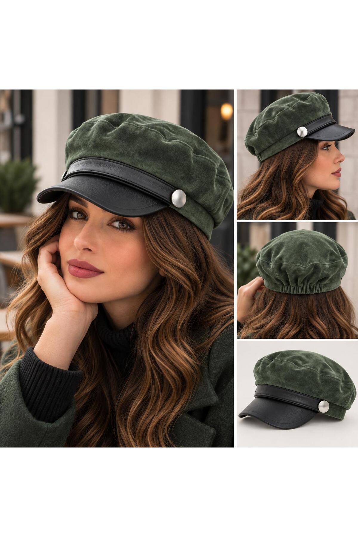 Wearflawless Kadın Kasket Şapka, Siperli Vintage Model Şık Günlük Sonbahar Kış Şapkası görsel 2