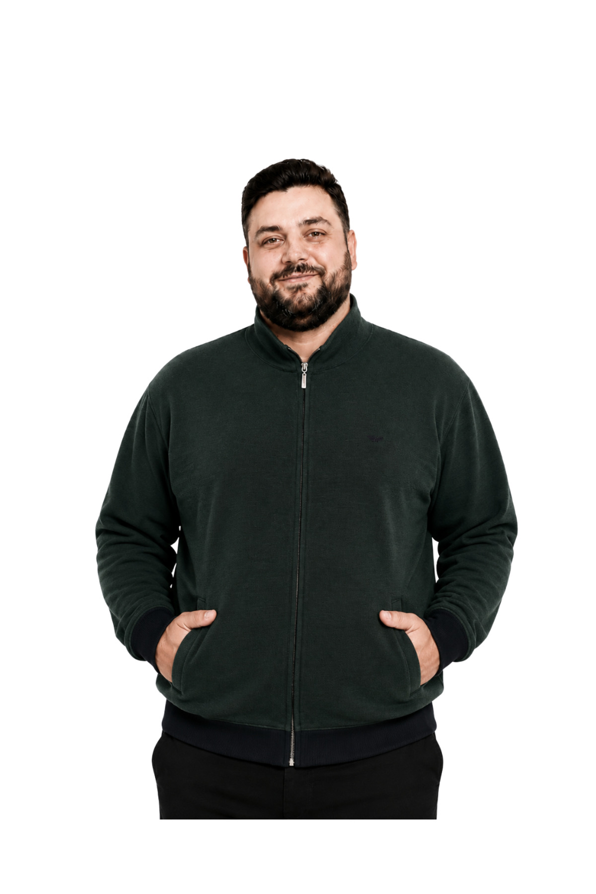 BattalModa Erkek Büyük Beden Melanj Beneton Selanik Dik Yaka Cepli Hırka 3XL-4XL-5XL-6XL-7XL-8XL