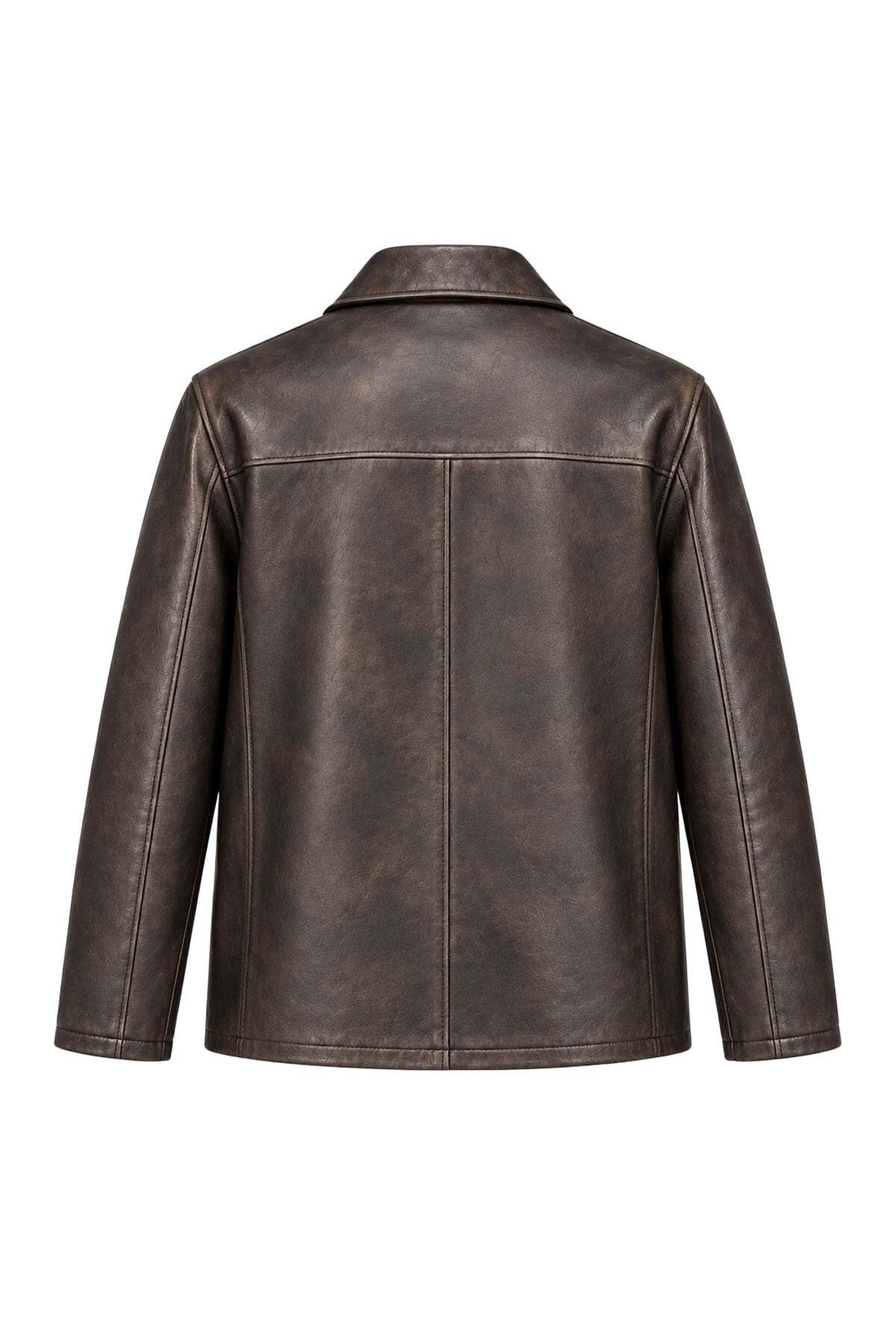 Kahverengi Theo Erkek Vintage Eskitme Hakiki Deri Mont — قهوه‌ای TX9C1DEF6E4192 — تصویر 7 از 8