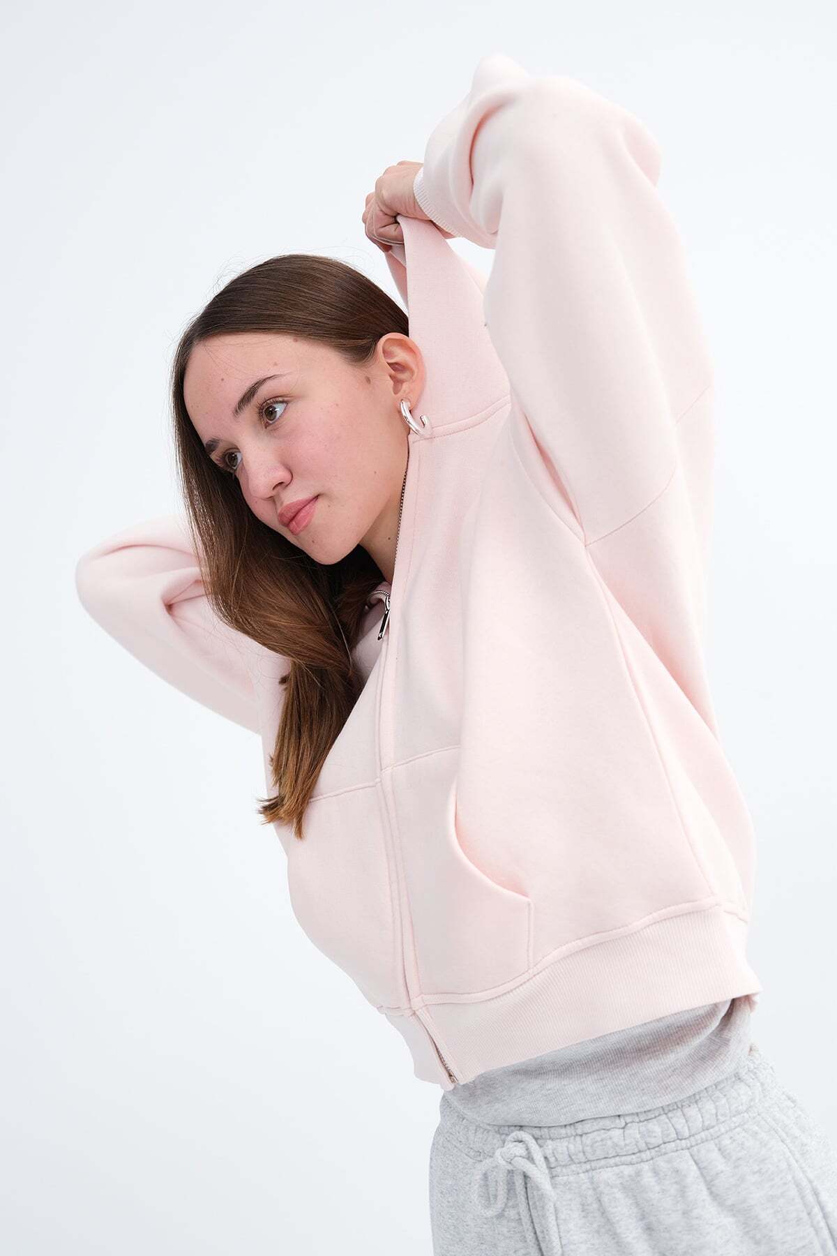 Addax Kapüşonlu Şardonlu Sweatshirt H13246 görsel 3