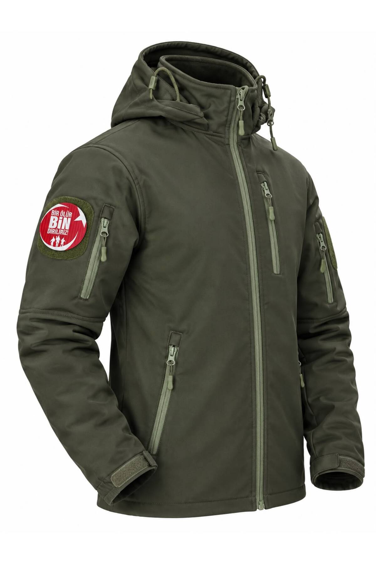Haki Yeşil Su-Rüzgar Geçirmez Tactikal Softshell 5 cepli Mont — خاکی Tactical mont
