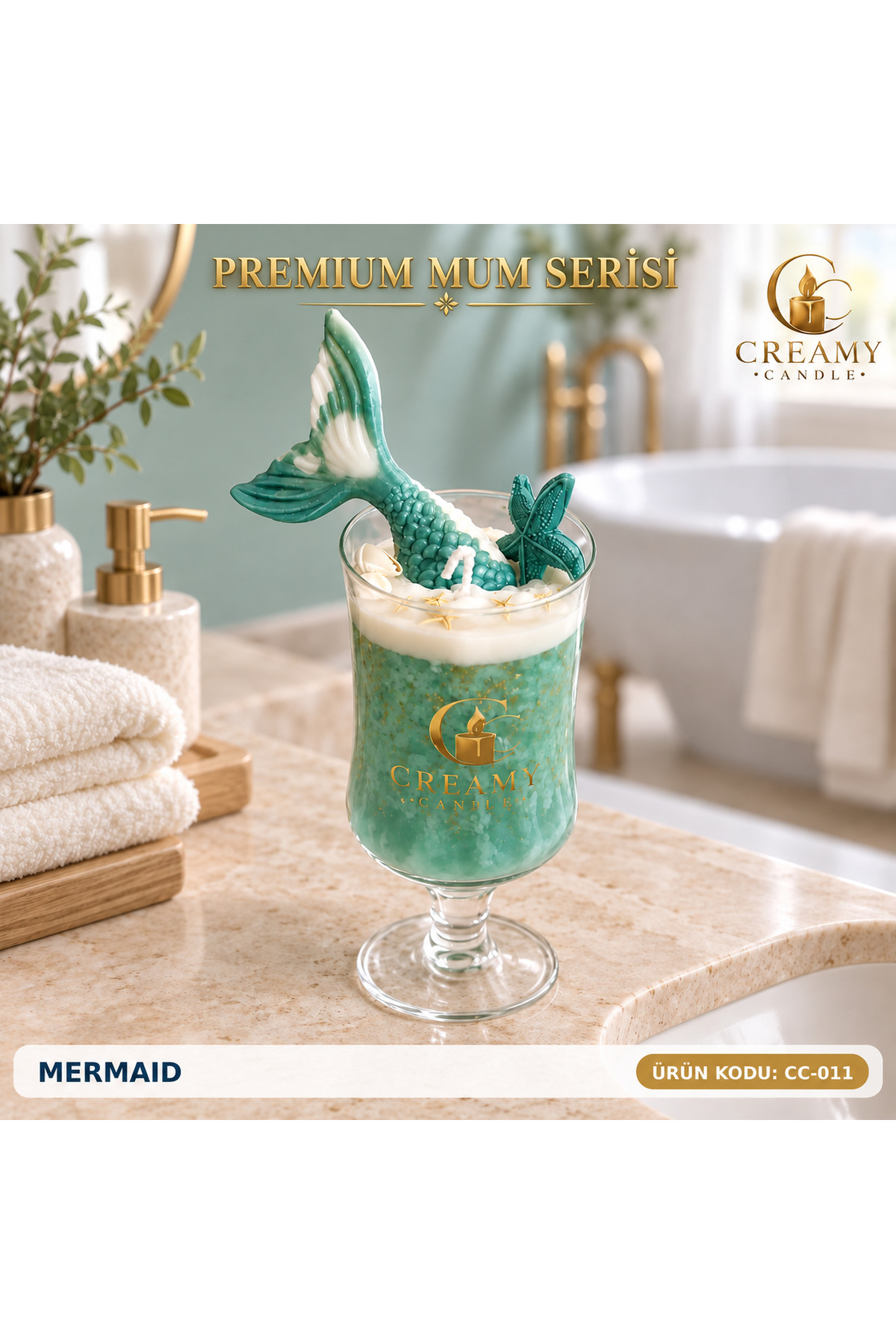 Creamy Candle Deniz Kızı Premium Dekoratif Kokulu Mum