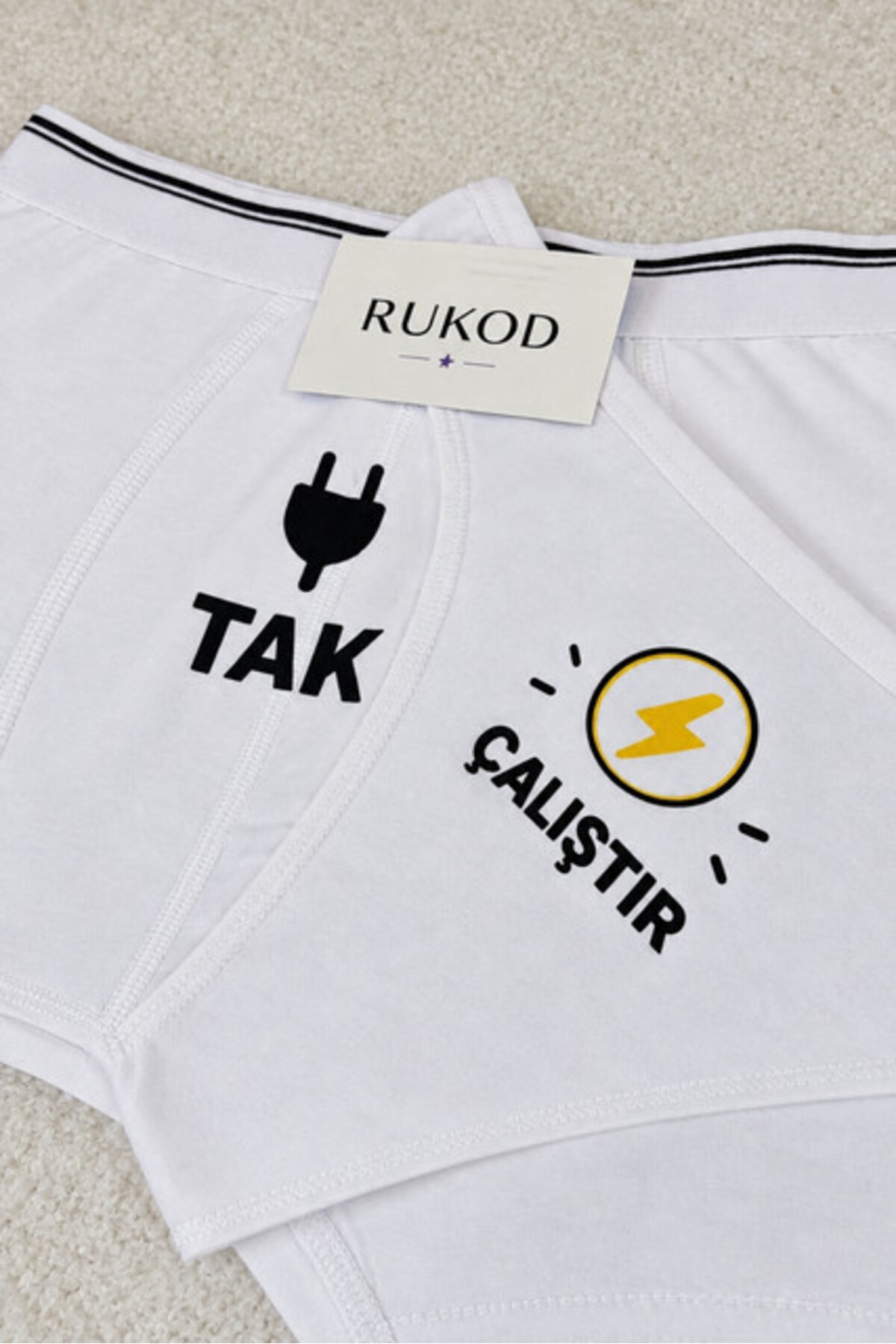 RUKOD Kadın Erkek Sevgili Tak Çalıştır Tanga ve Boxer Çift Çamaşır İç Giyim Kombini 2'li Takım (Kadın Standart, Erkek Seçiniz) görsel 3