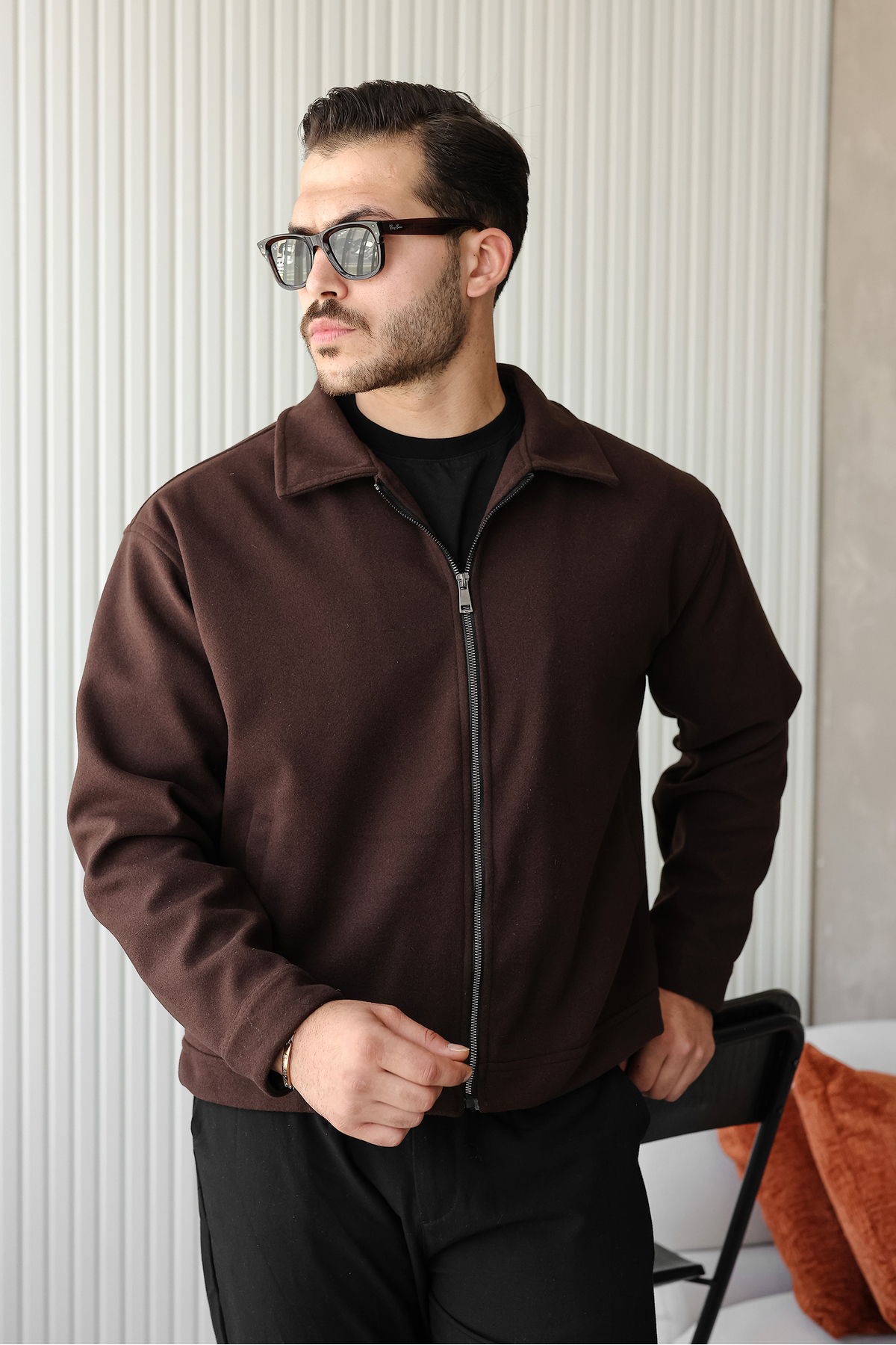 Yeni Sezon Rahat Kalıp Mont Premium Tüylenmez Kumaş Erkek Kaşe Kaban Ceket — قهوه‌ای Cenza-Kaşe-Ceket