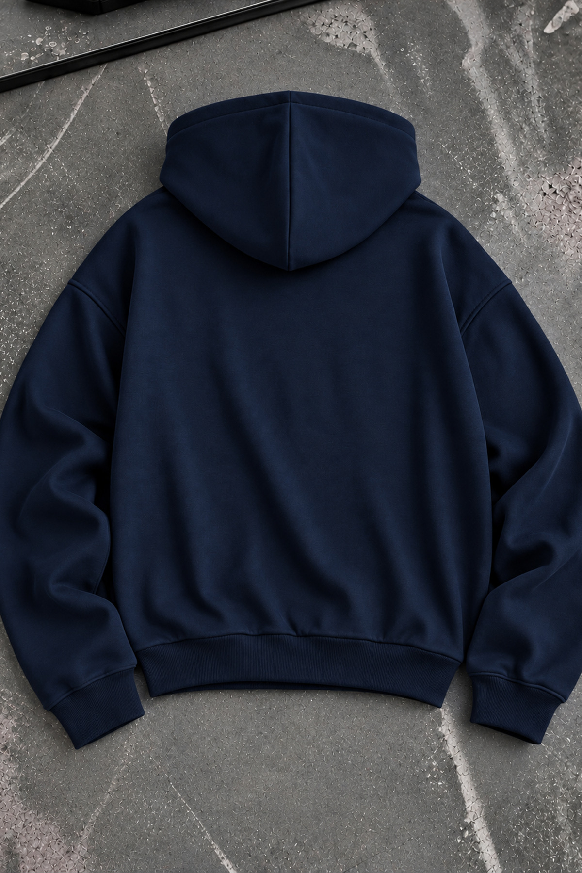 Sun Victoria Lacivert Modal Oys Kumaş Demir Fermuarlı Kapüşonlu Cepli Oversize Sweatshirt görsel 3