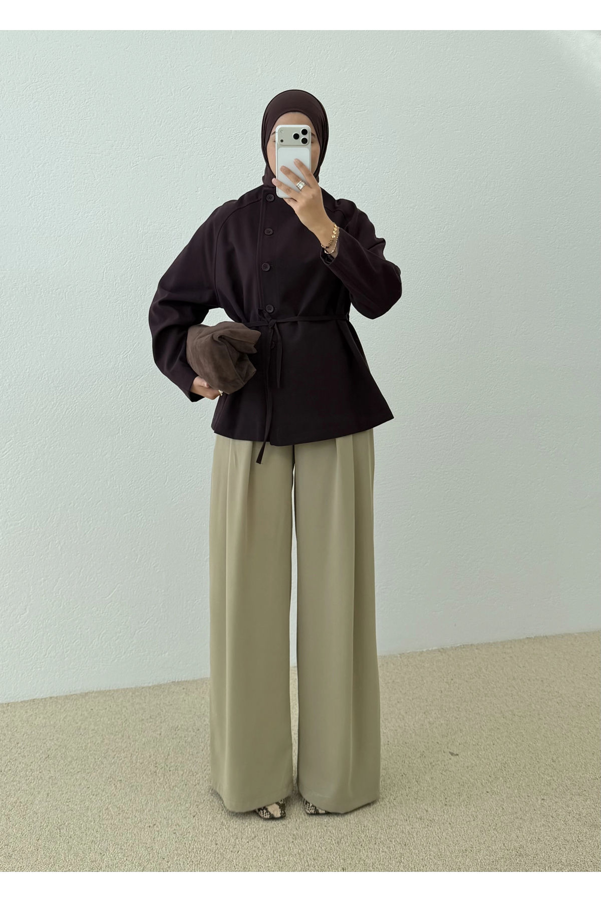 MODA AKSA 7788 BAĞCIKLI DİK YK CEKET MÜRDÜM görsel 4