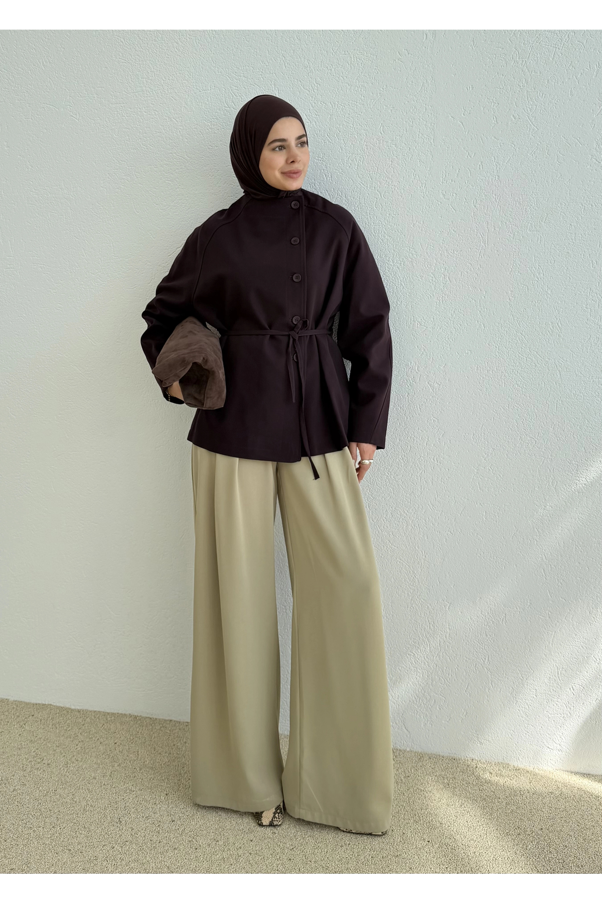 MODA AKSA 7788 BAĞCIKLI DİK YK CEKET MÜRDÜM