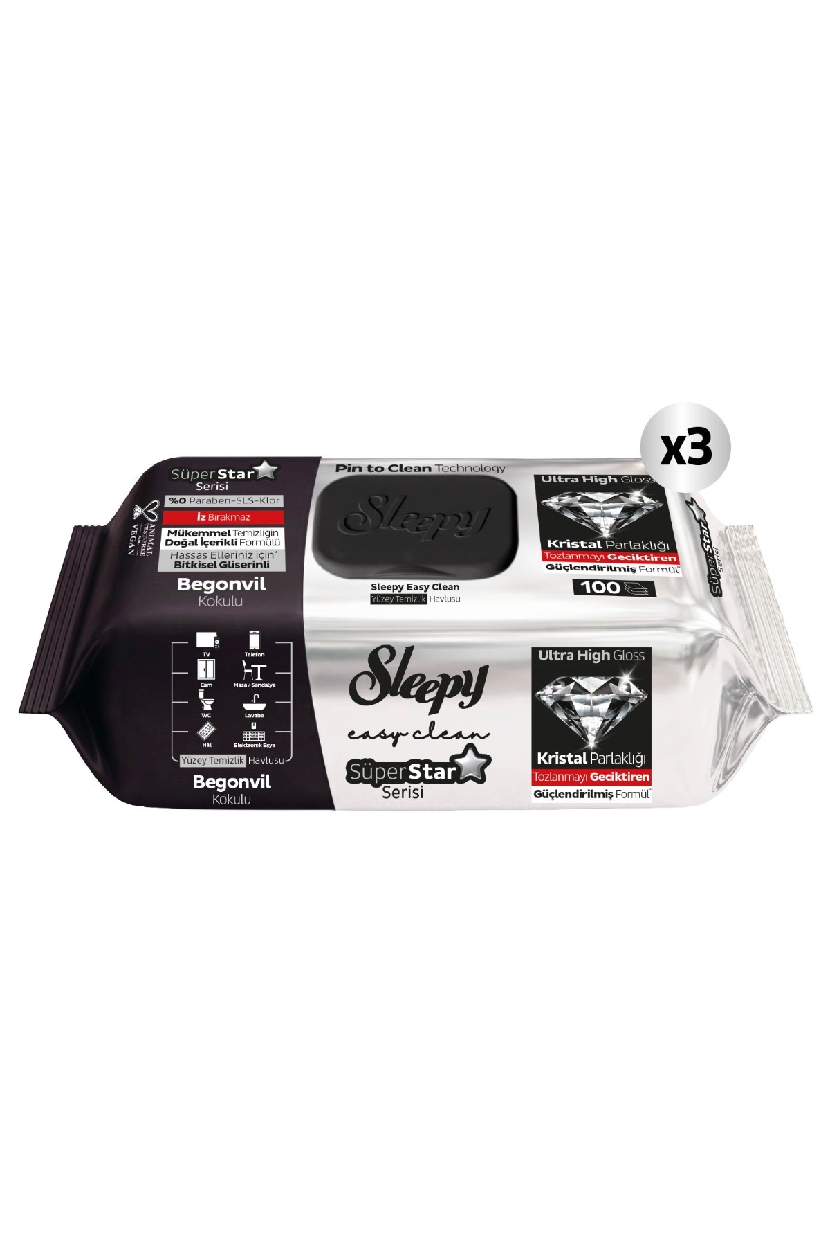 دستمال تمیزکننده سطح Easy Clean SüperStar رنگ بگونیا 3x100 (300 برگ)