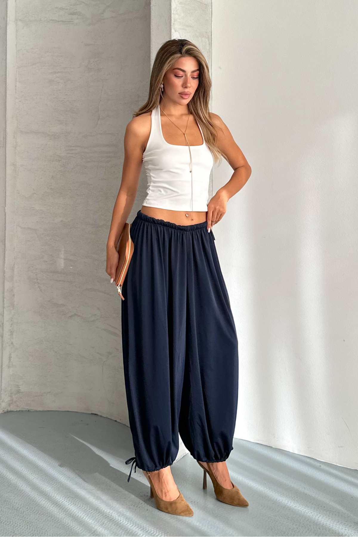 macharel jeans Rustik Arka Bağcıklı Şalvar Pantolon görsel 4