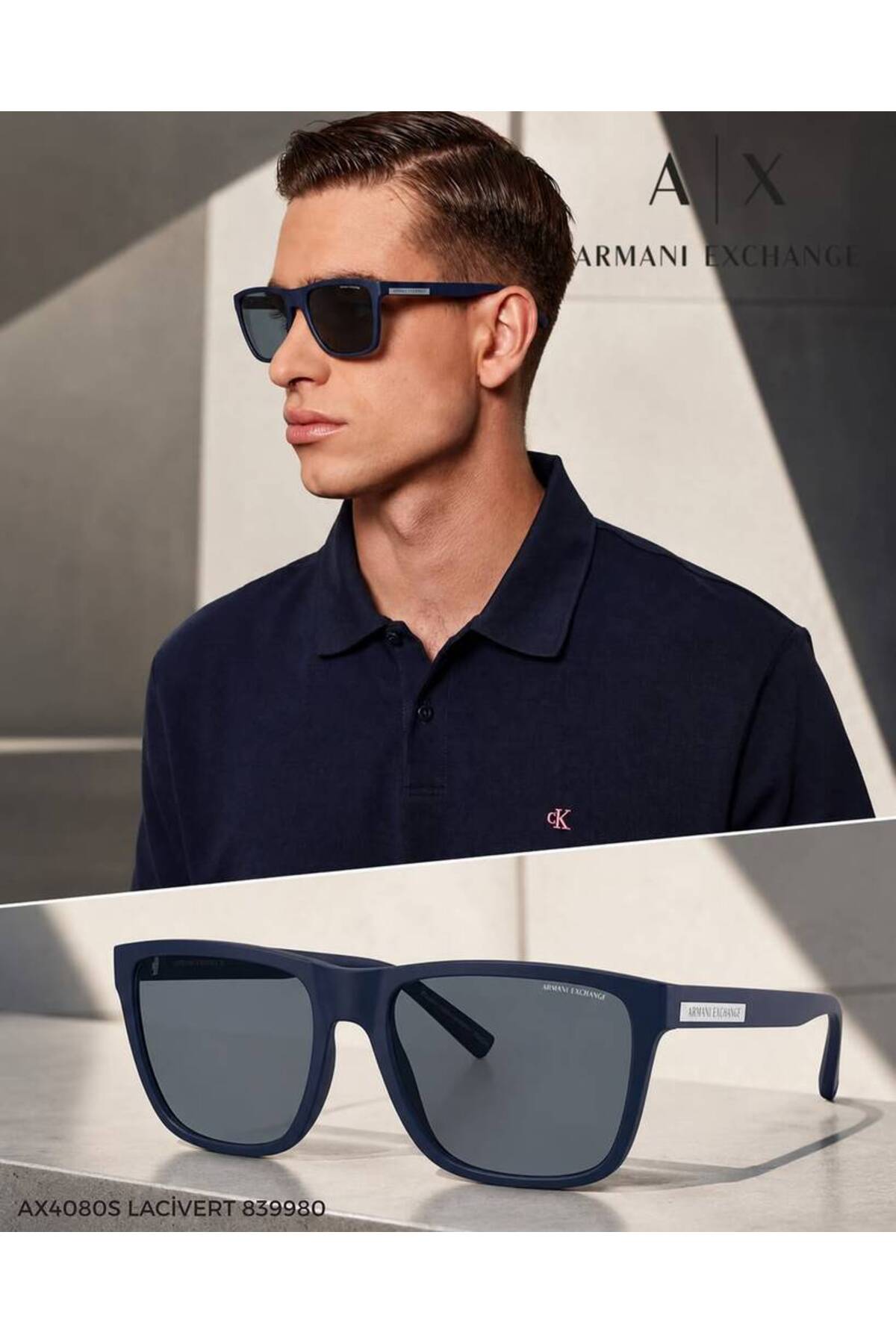 OAX4080S-839980-57 19 145 رنگ لنز: آبی تیره آرمانی اکسچنج عینک آفتابی Armani Exchange