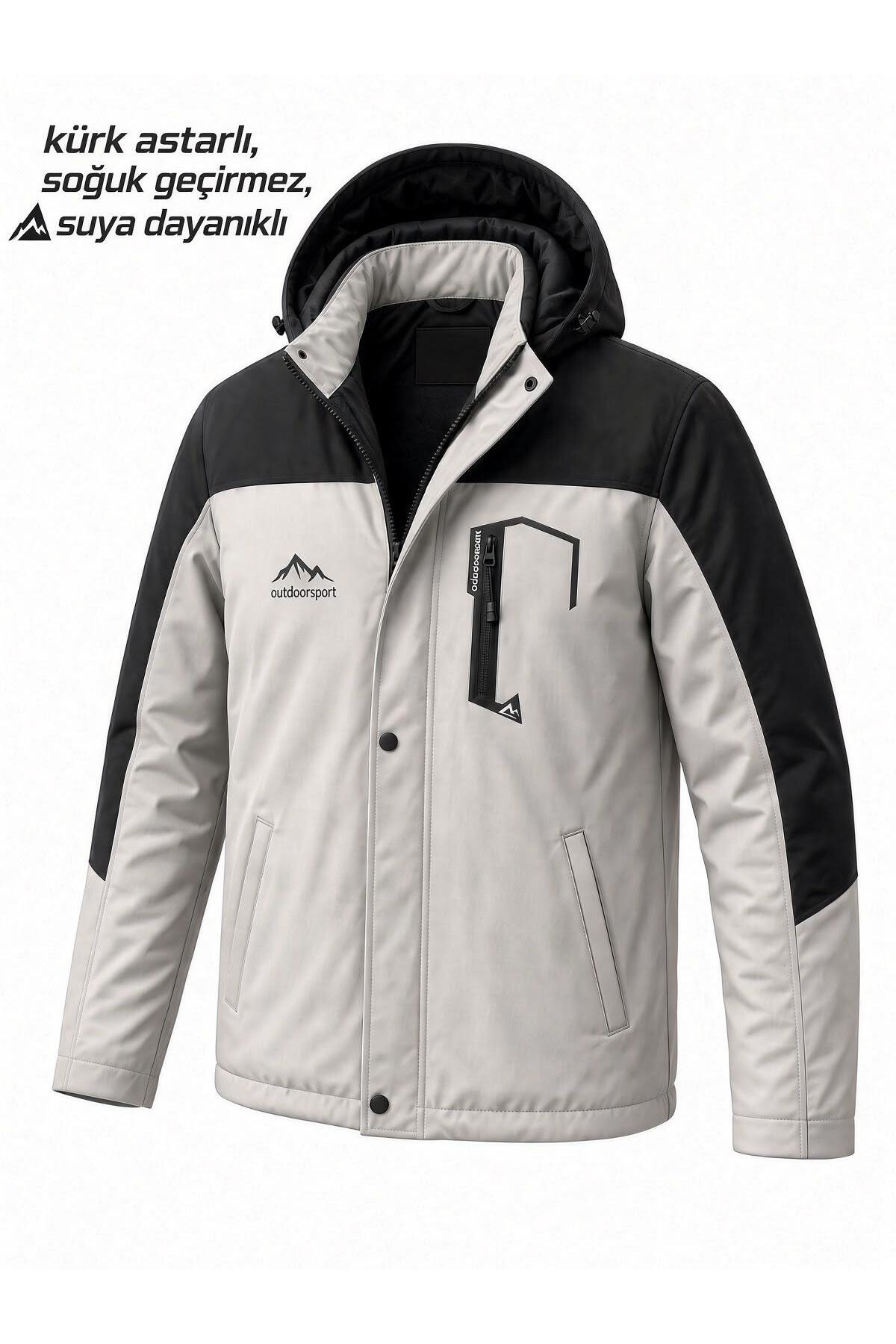 Oksit Tuc 1032 İçi Polar/Kürk Astarlı Su İtici Termal Softshell Erkek Mont - Soğuk Geçirmez Spor Kaban — مشکی tuc1032