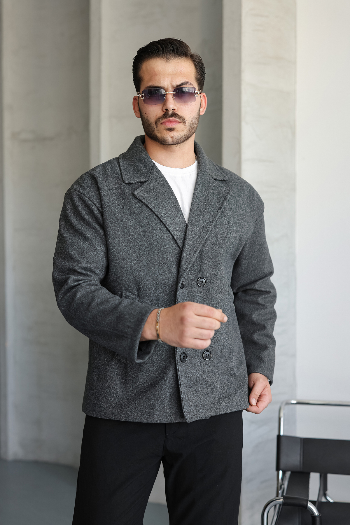 Yeni Sezon Orta Boy Rahat Kalıp Mont Premium Tüylenmez Kumaş Erkek Kaşe Kaban Ceket — خاکستری Cenza-Tuçi-Orta-Boy-Kaşe