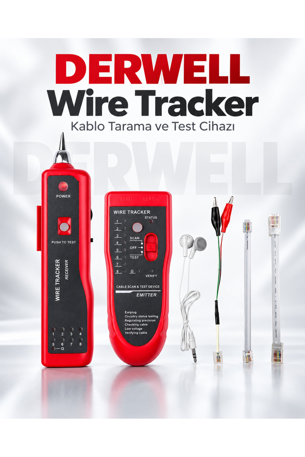 Çok Fonksiyonlu RJ45 RJ11 Lan Ethernet Kablo Bulucu Takip ve Test Cihazı Seti; Telefon İnternet Ağ Hattı Tarama, Devre Kontrolü ve Kablo Damar Eşleştirme Test Aleti