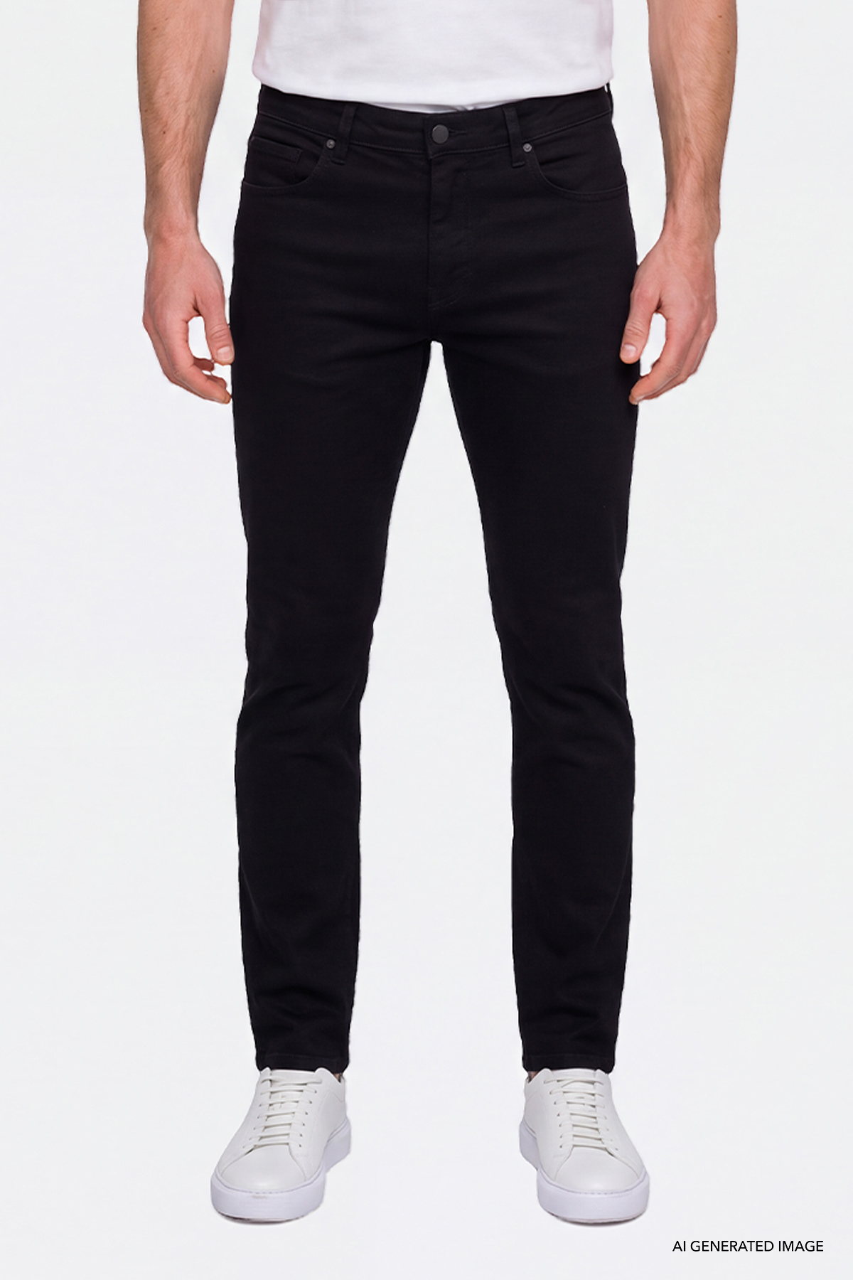 AC&Co / Altınyıldız Classics Erkek Siyah Pamuklu Comfort Fit Rahat Kesim 5 Cepli Esnek Rahat Jean Kot Denim Pantolon görsel 2