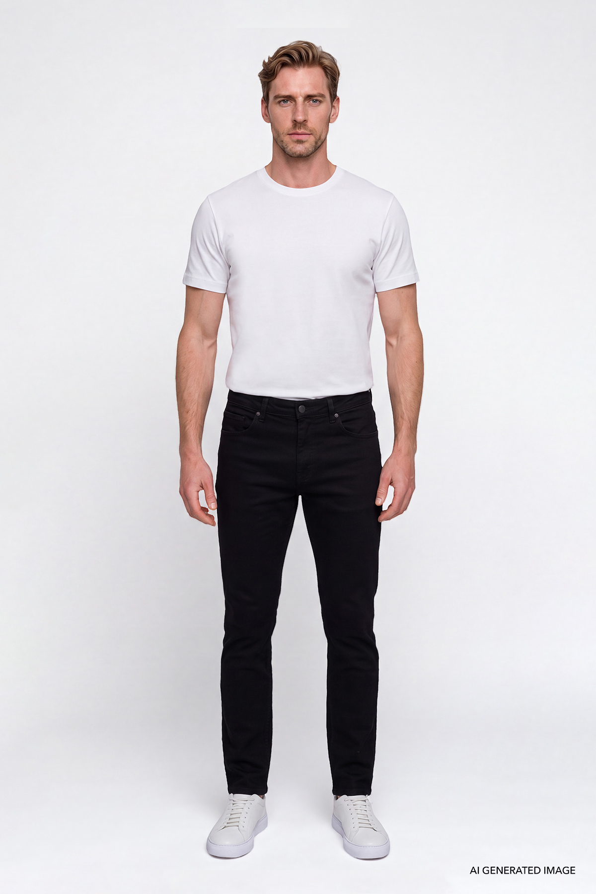 AC&Co / Altınyıldız Classics Erkek Siyah Pamuklu Comfort Fit Rahat Kesim 5 Cepli Esnek Rahat Jean Kot Denim Pantolon görsel 4