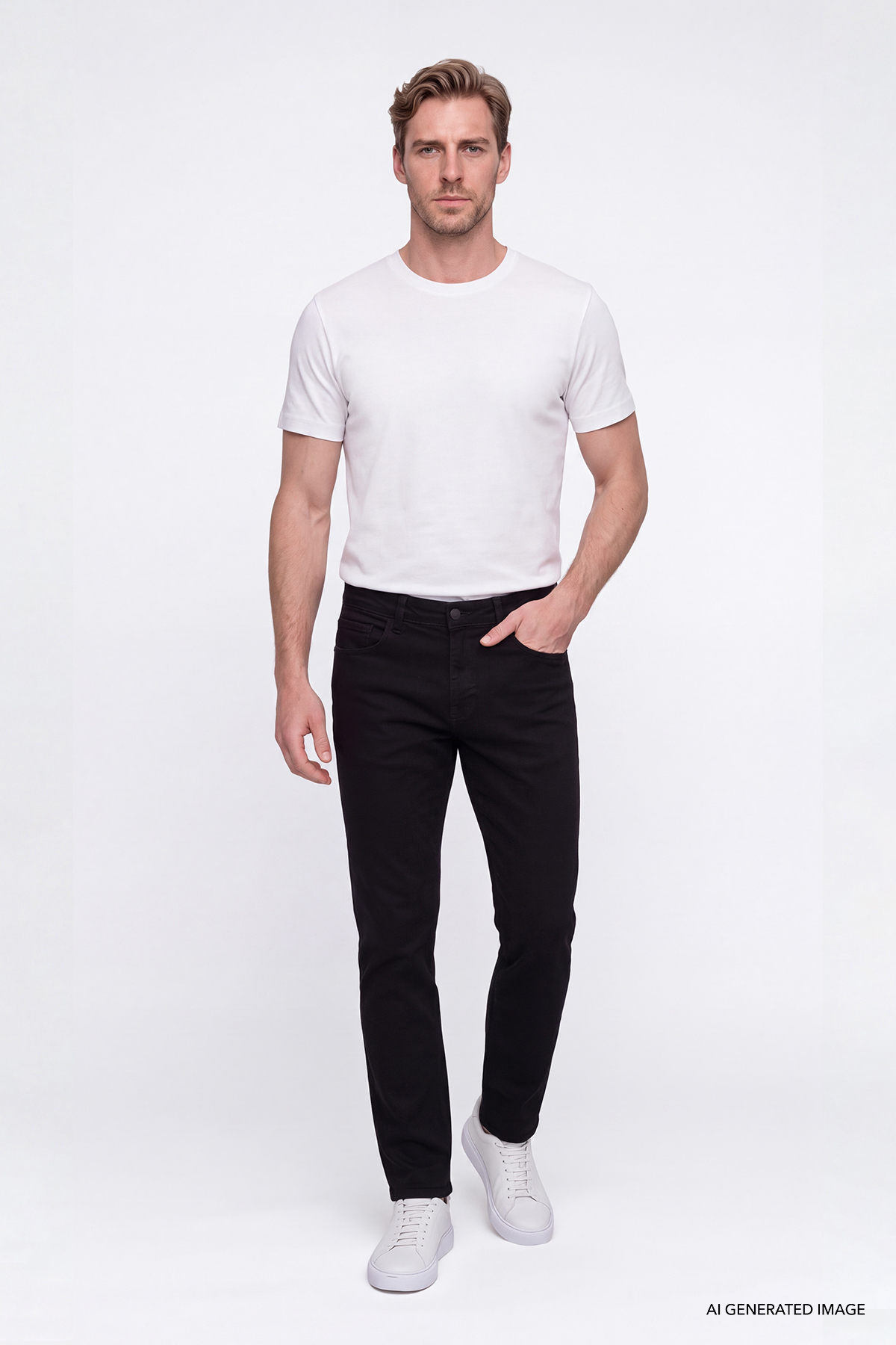 AC&Co / Altınyıldız Classics Erkek Siyah Pamuklu Comfort Fit Rahat Kesim 5 Cepli Esnek Rahat Jean Kot Denim Pantolon
