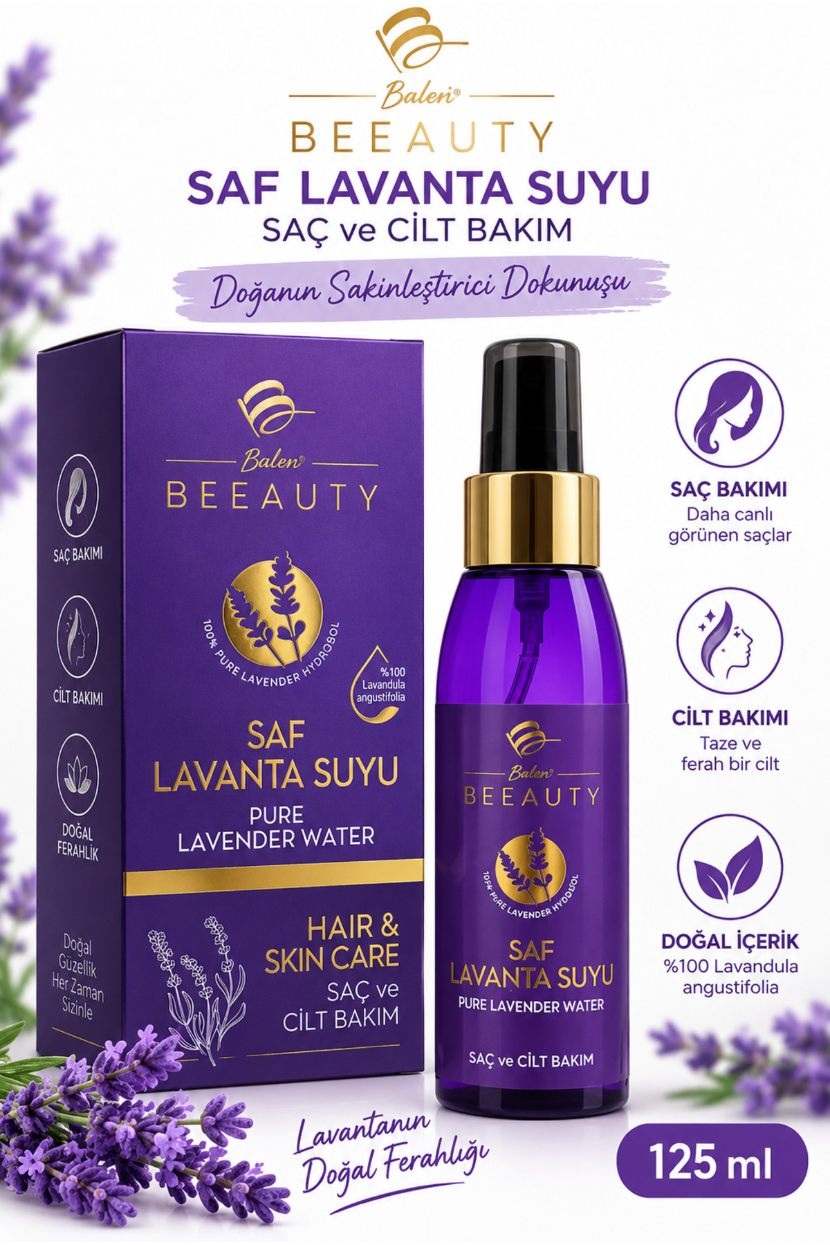 Saf Lavanta Suyu 125 ml Saç & Cilt Bakım — NCF--LavantaSuyu