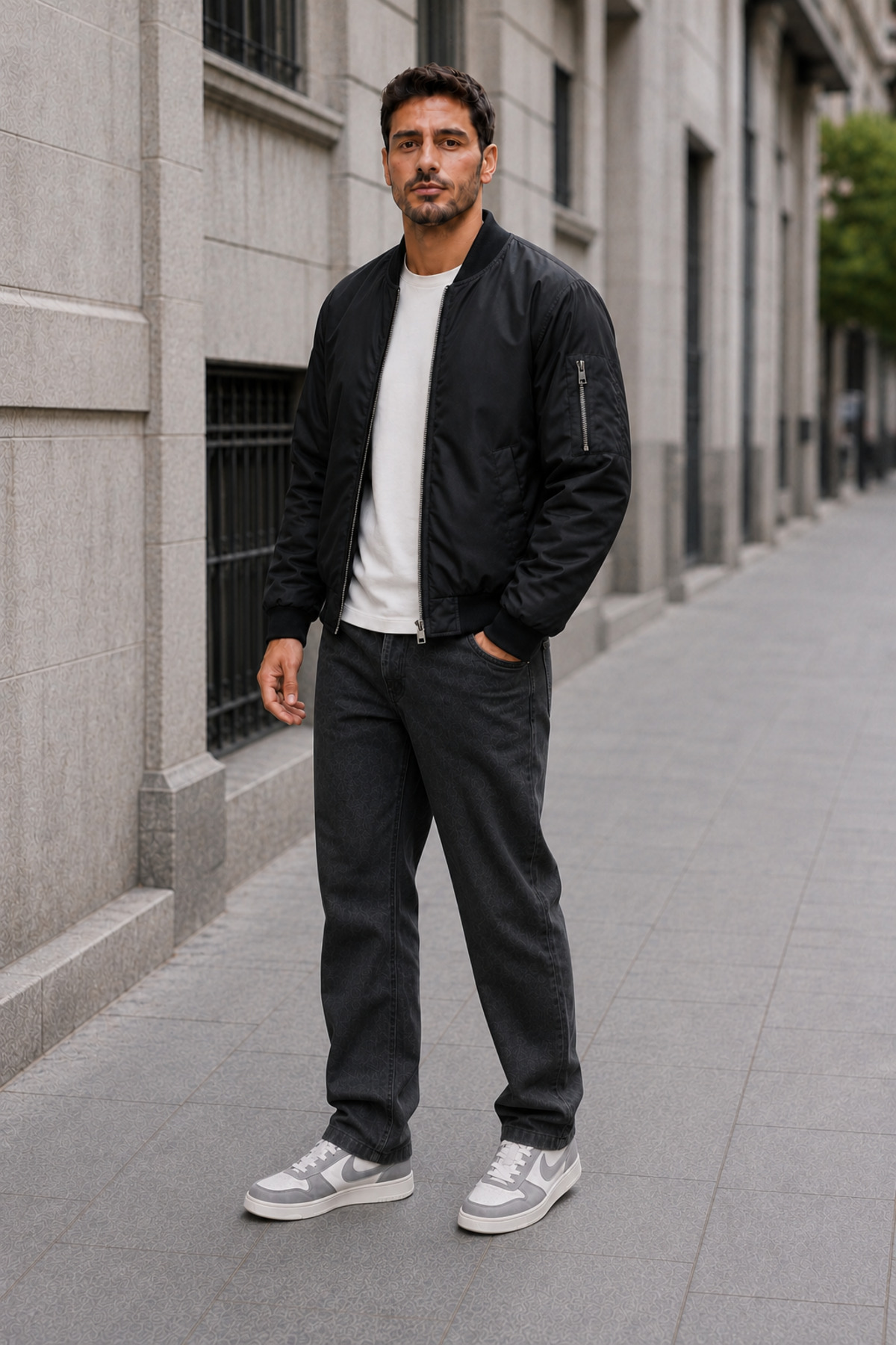 Kolej Yaka Kapitone Astarlı Mevsimlik Bomber Ceket — مشکی EBR25-CYB-02 — تصویر 6 از 7