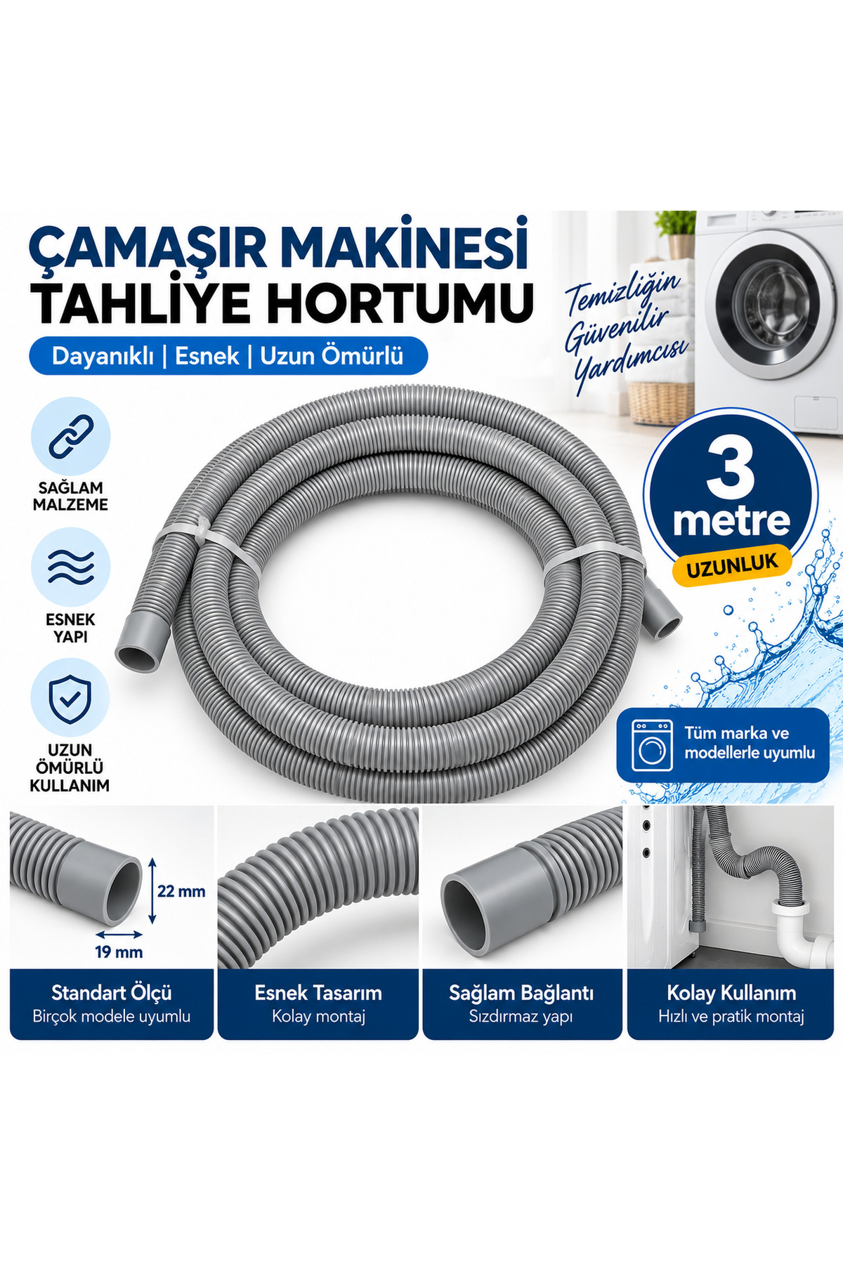 elaletionline Çamaşır Makinası Tahliye Hortumu