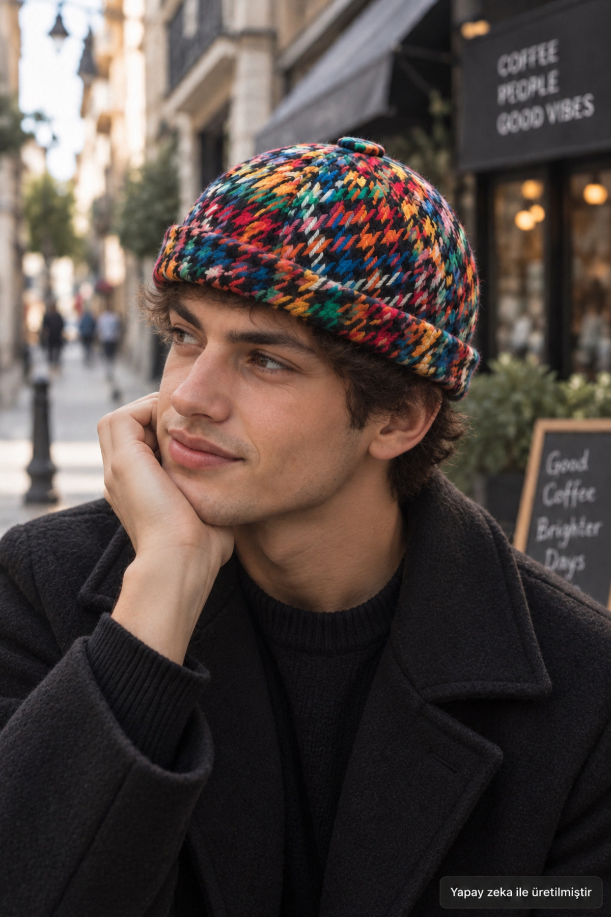 ZERAMİNE Kaşe Docker Bere Şapka Yünlü Unisex görsel 2