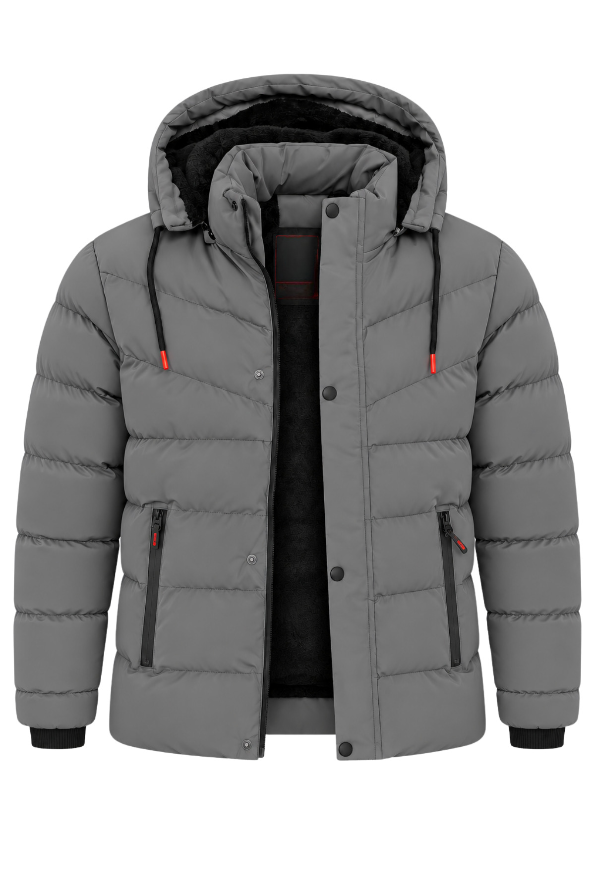 Erkek Gri Erkek Outdoor Su Geçirmez Kapüşonlu Kışlık Kaban – Rüzgar ve Yağmura Dayanıklı Mont&Kaban — رنگارنگ ARS7010