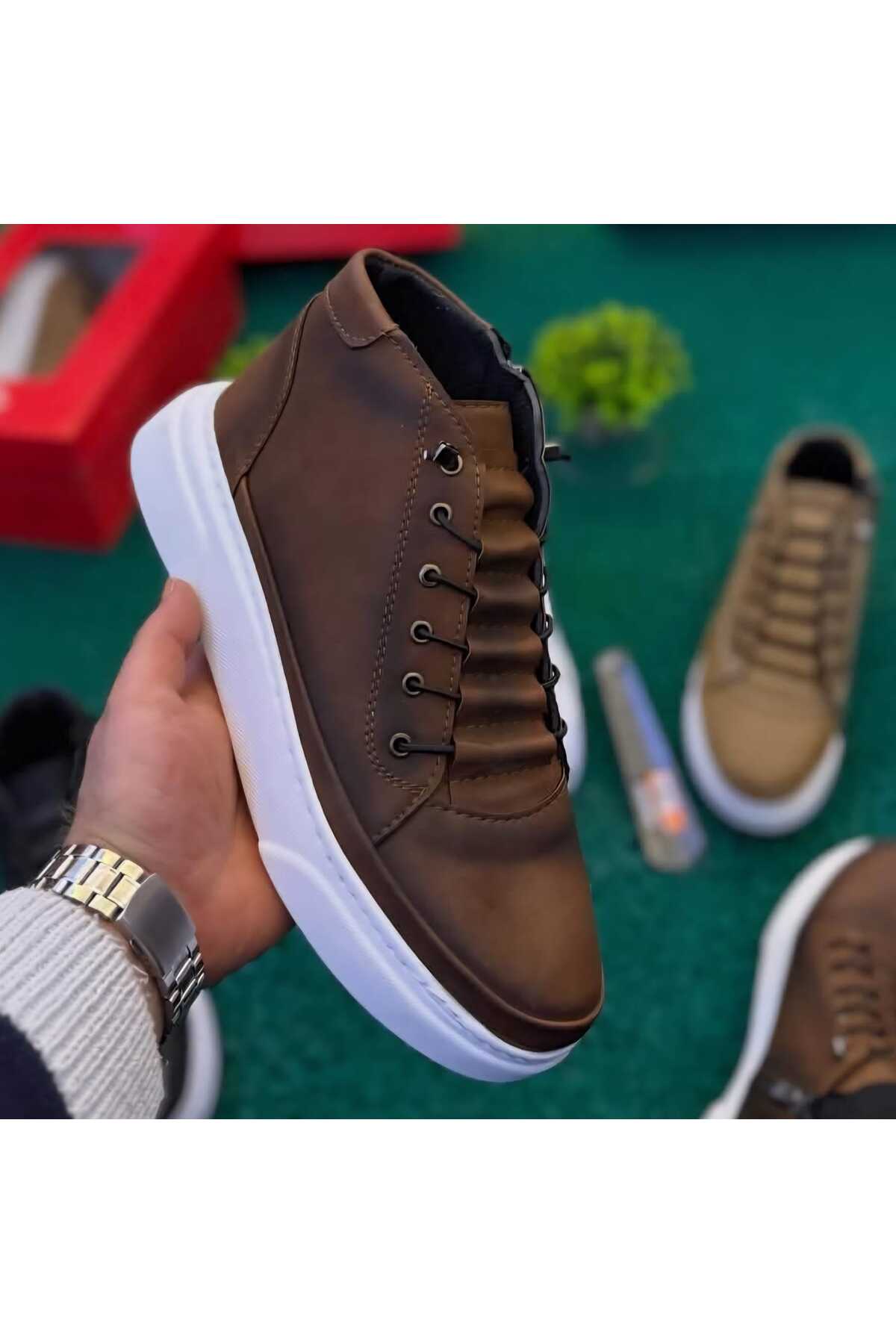 zege shoes Akıllı Bağcıklı Fermuarlı Spor Erkek Bot 4 Mevsim Dikişli Hafif Taban Ortopedik Ayakkabı