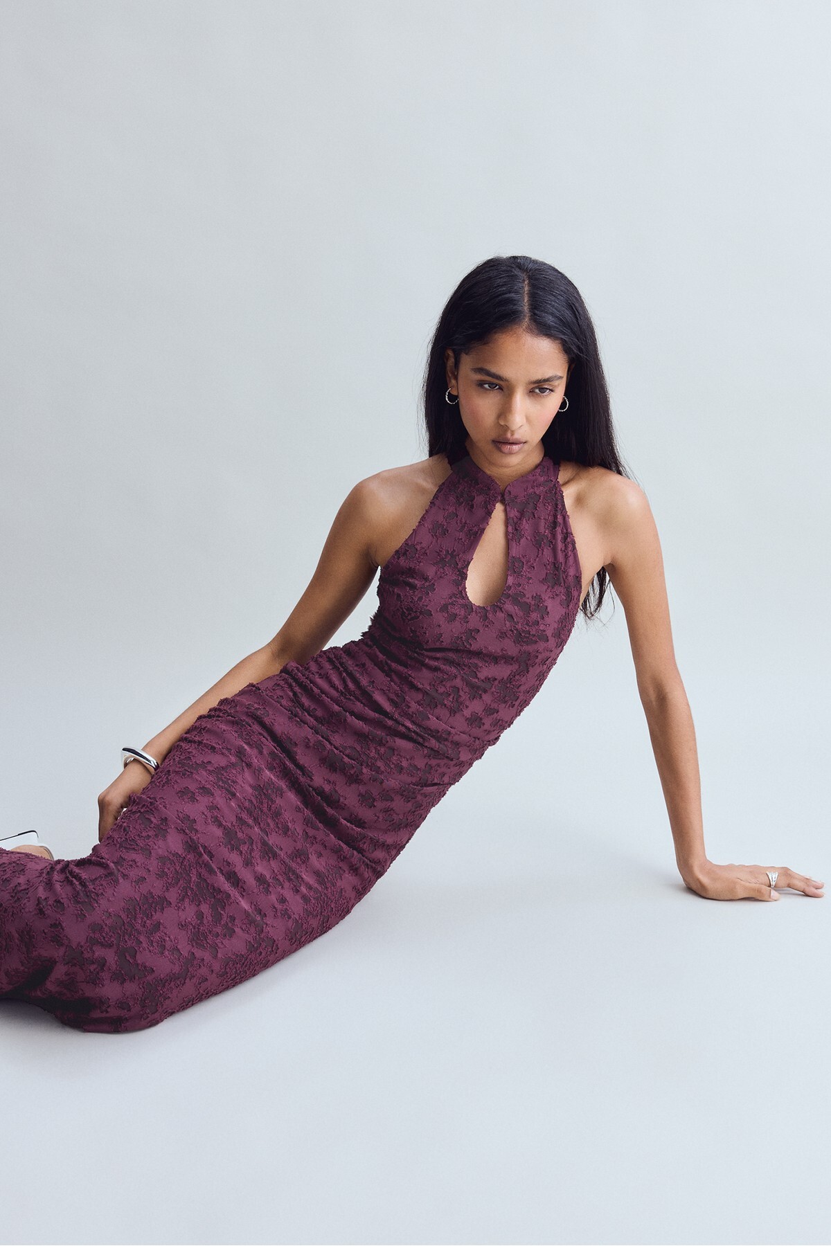 Stradivarius Jakarlı midi elbise