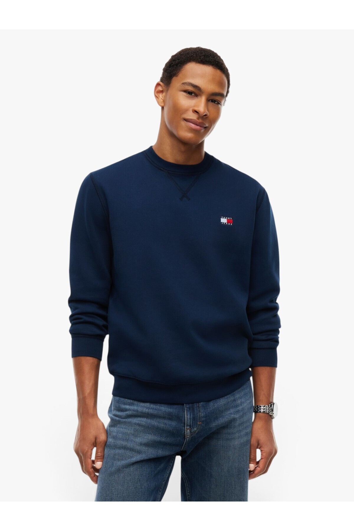 سویشرت مردانه آبی TJM REG BADGE CREW EXT - DM0DM23607