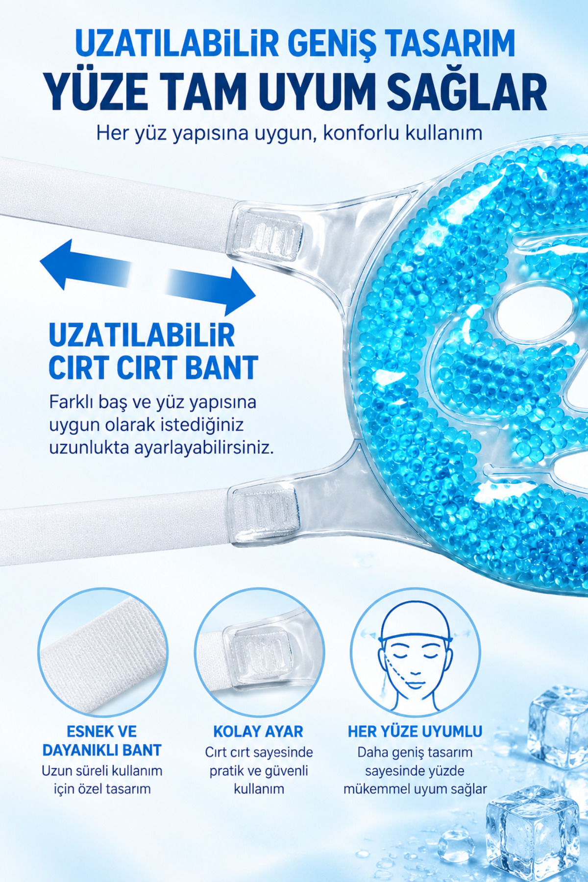 Buz Jel Toplar TERMOJEL Yüz Maskesi Soğuk Ve Sıcak Terapi Maskesi Mavi — BV-14-M — تصویر 2 از 6