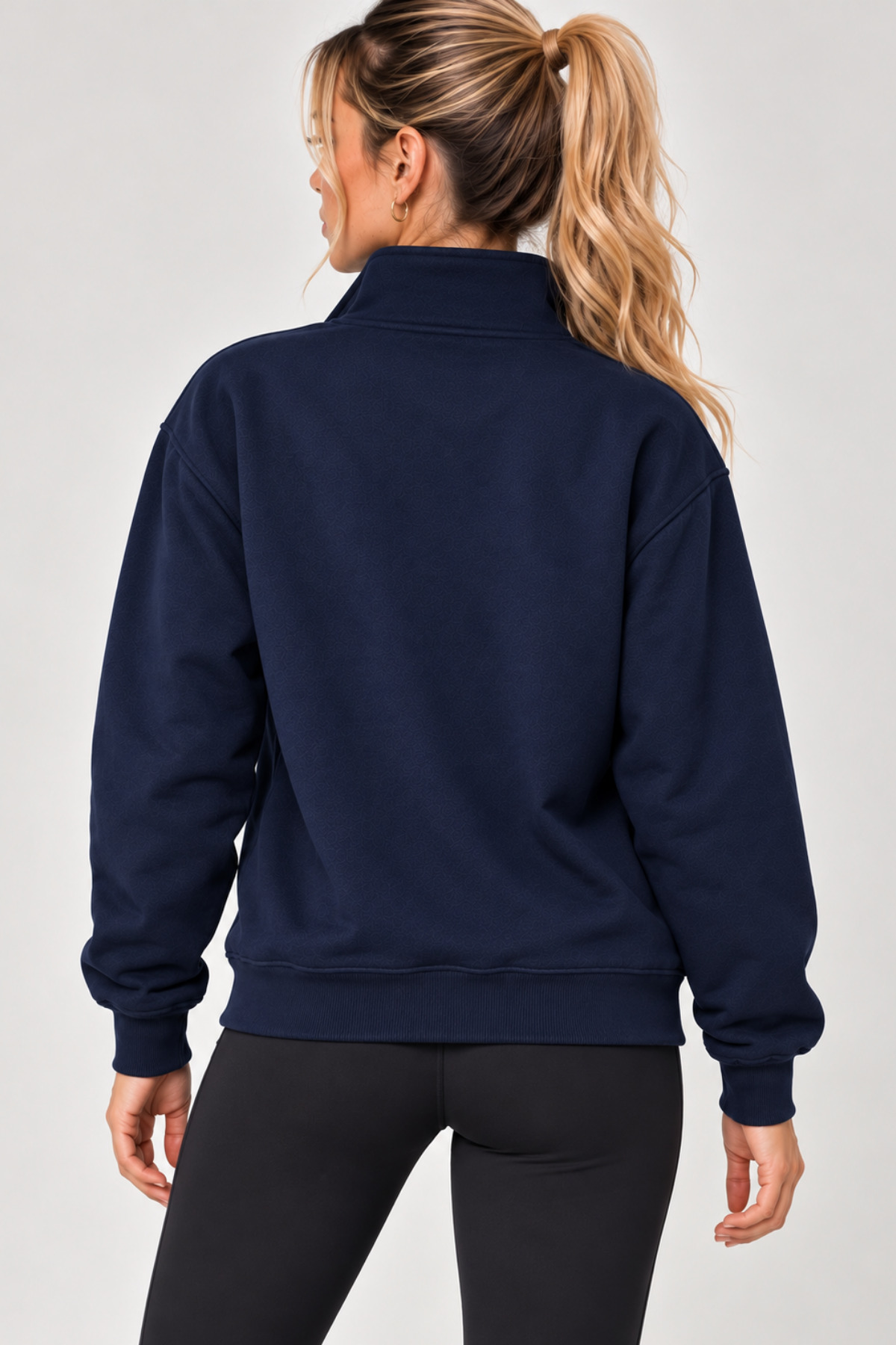 GENIUS STORE Kadın Sweatshirt Dik Yaka Yarım Fermuarlı Oversize Kalıp İçi Polarlı Kadın Spor Sweatshirt görsel 3