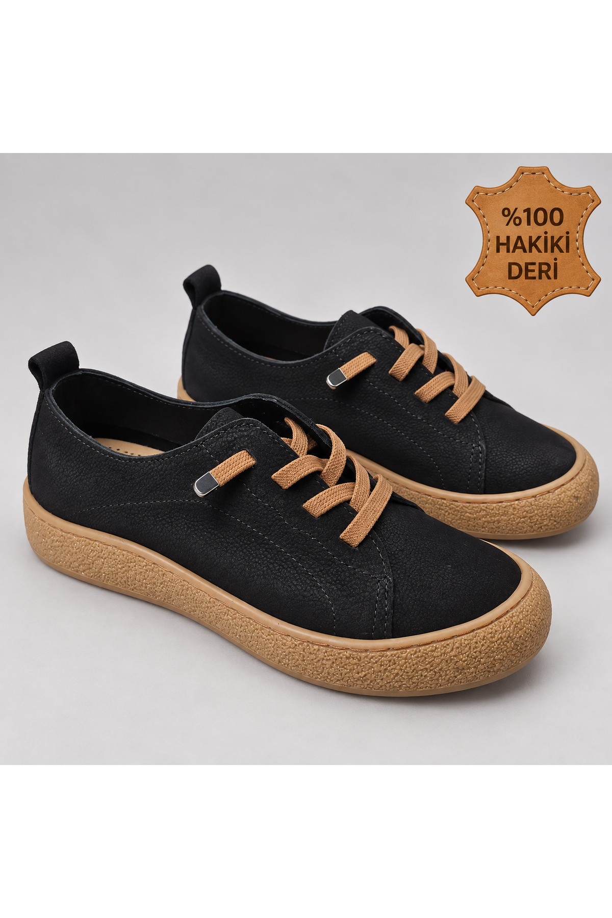 NEWORA Kadın %100 Hakiki Deri Bağcıklı Günlük Ayakkabı Rahat Tabanlı Casual Sneaker
