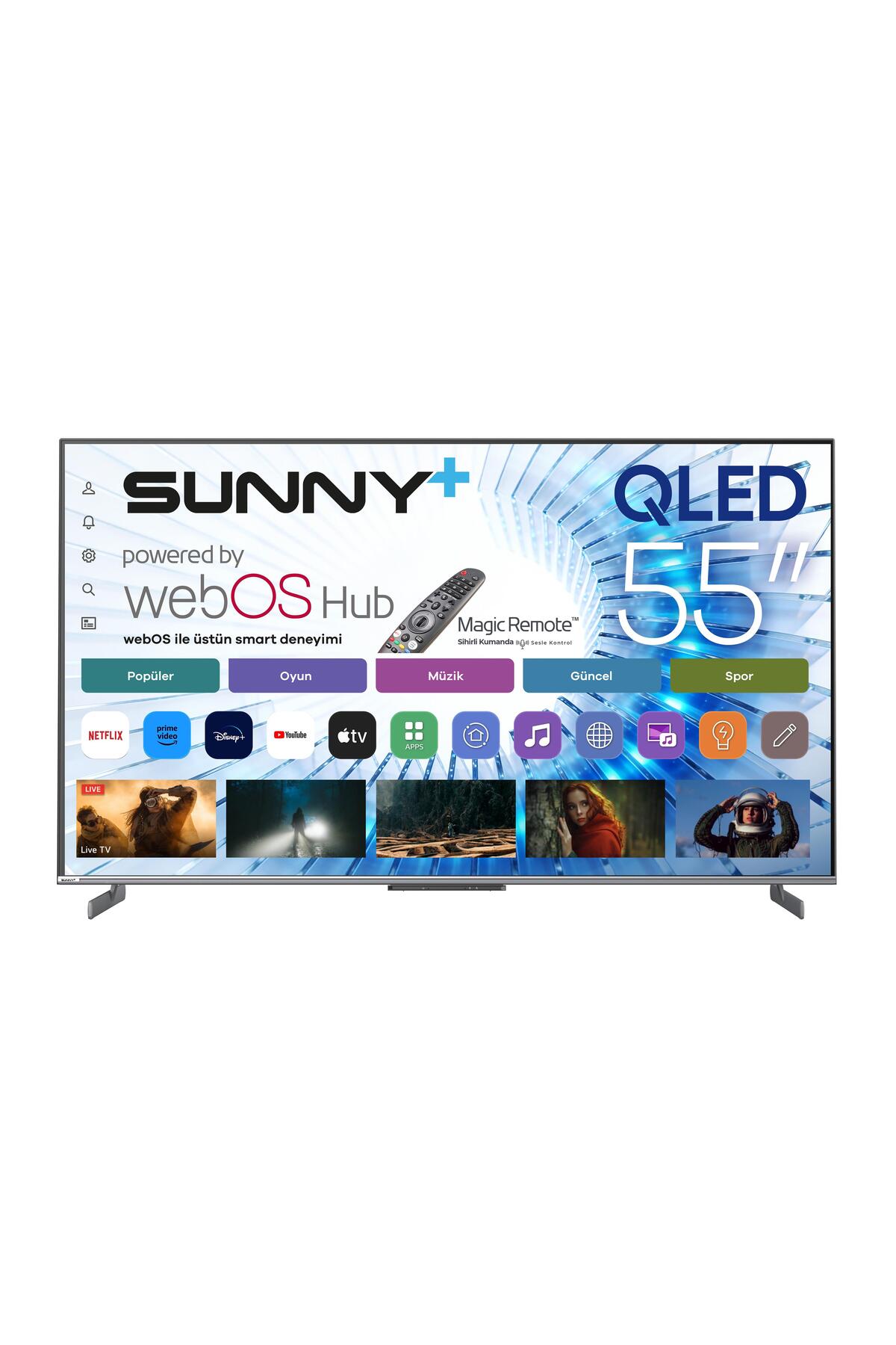 Sunny Plus 55" SN55LEDS-W03M 139 Ekran 4K Ultra HD webOS Smart QLED TV Dahili Subwoofer Televizyon
