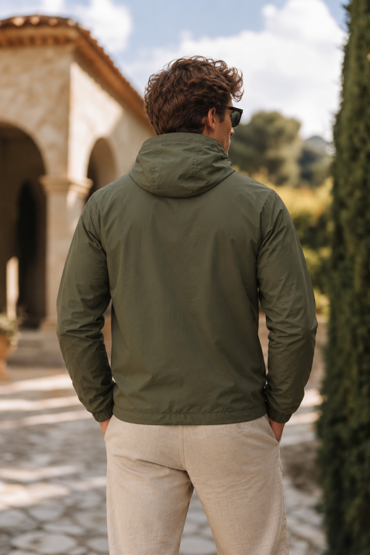 Erkek Trend Casual Astarlı Haki Yağmurluk & Rüzgarlık — خاکی E0210-12-5 — تصویر 5 از 6