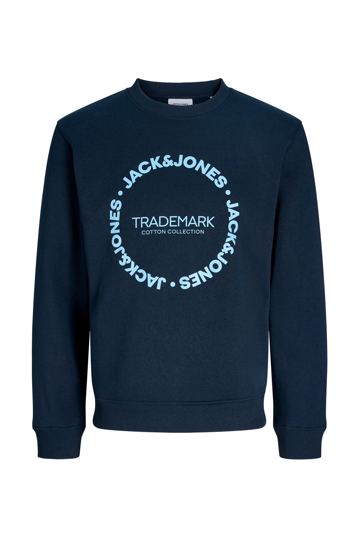 سویشرت طرح‌دار پسرانه سرمه‌ای کد ۱۲۲۹۹۵۵۰ یقه گرد JJBENSON جک اند جونز سویشرت Jack & Jones