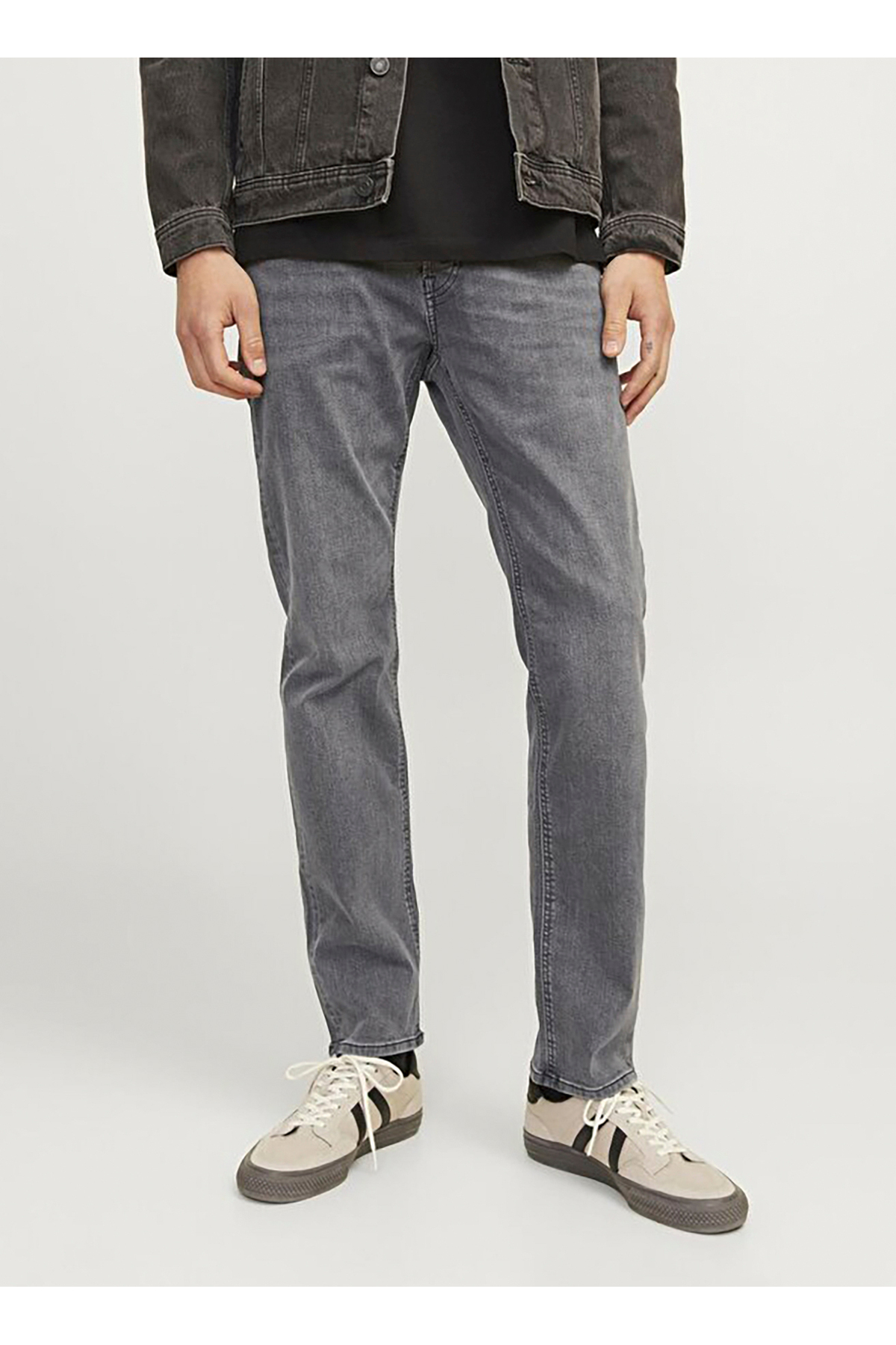 شلوار جین مردانه خاکستری مدل مخروطی 12246917 JJIMIKE JJORIGINAL SQ 349 جک اند جونز شلوار جین Jack & Jones