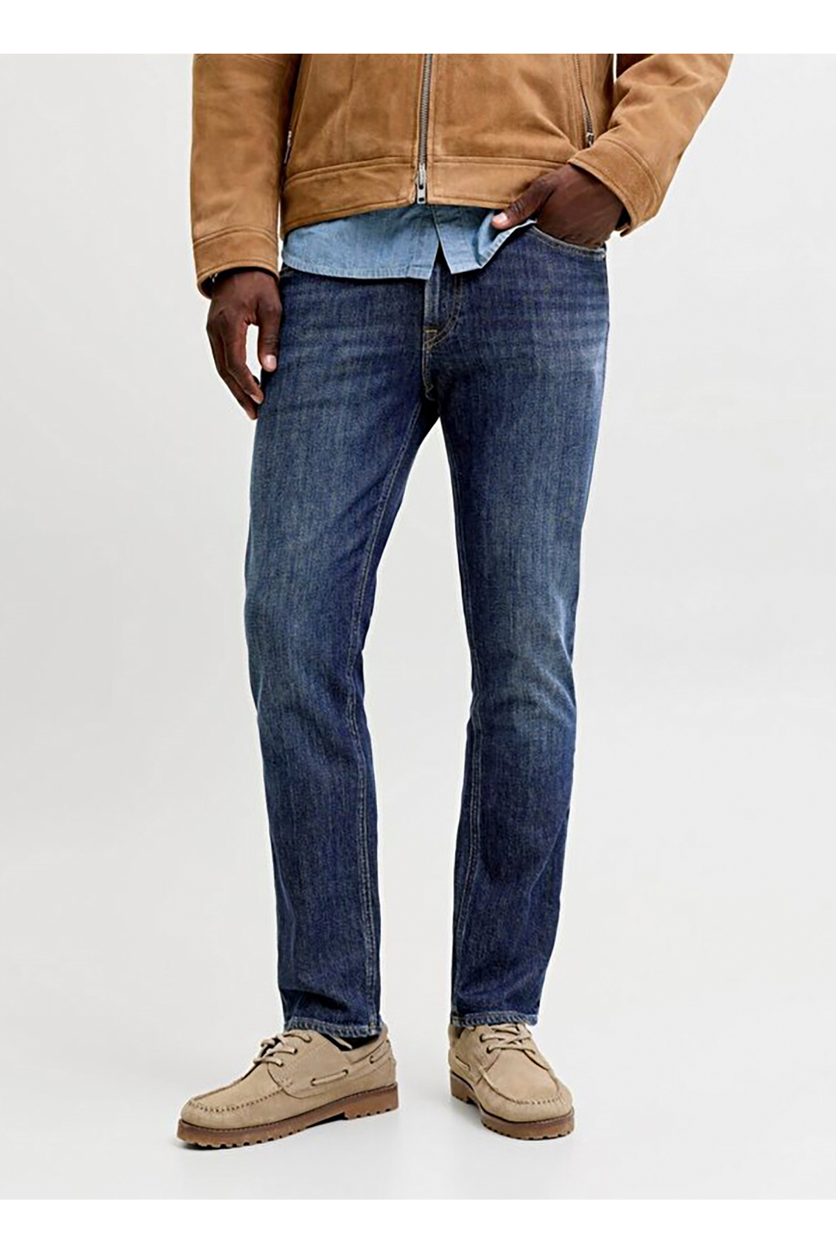 شلوار جین مردانه راسته آبی ۱۲۳۰۰۷۹۱ JJICLARK JJORIGINAL AM NOS جک اند جونز شلوار جین Jack & Jones